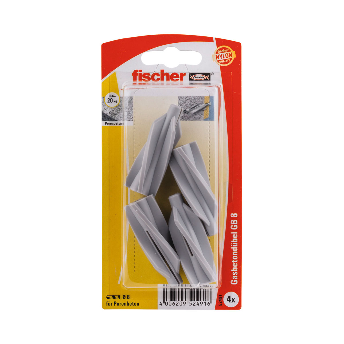 Fischer  Gasbetondübel GB 8 4 Stück Fischer  Gasbetondübel GB 8 4 Stück