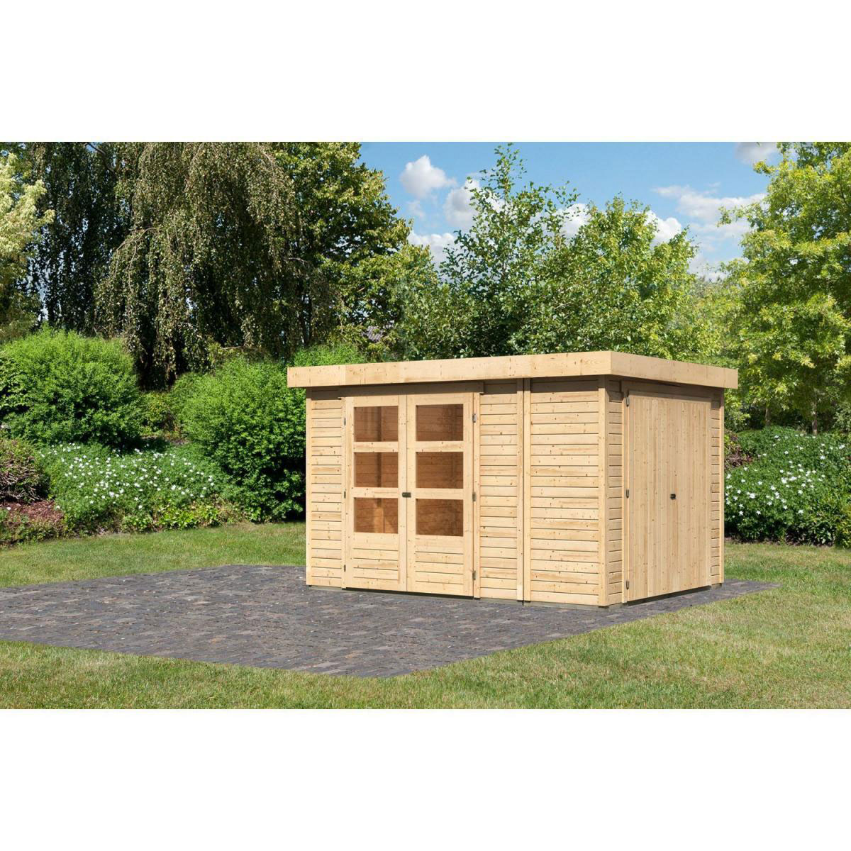 Karibu Gartenhaus Retola 4 inkl Anbauschrank