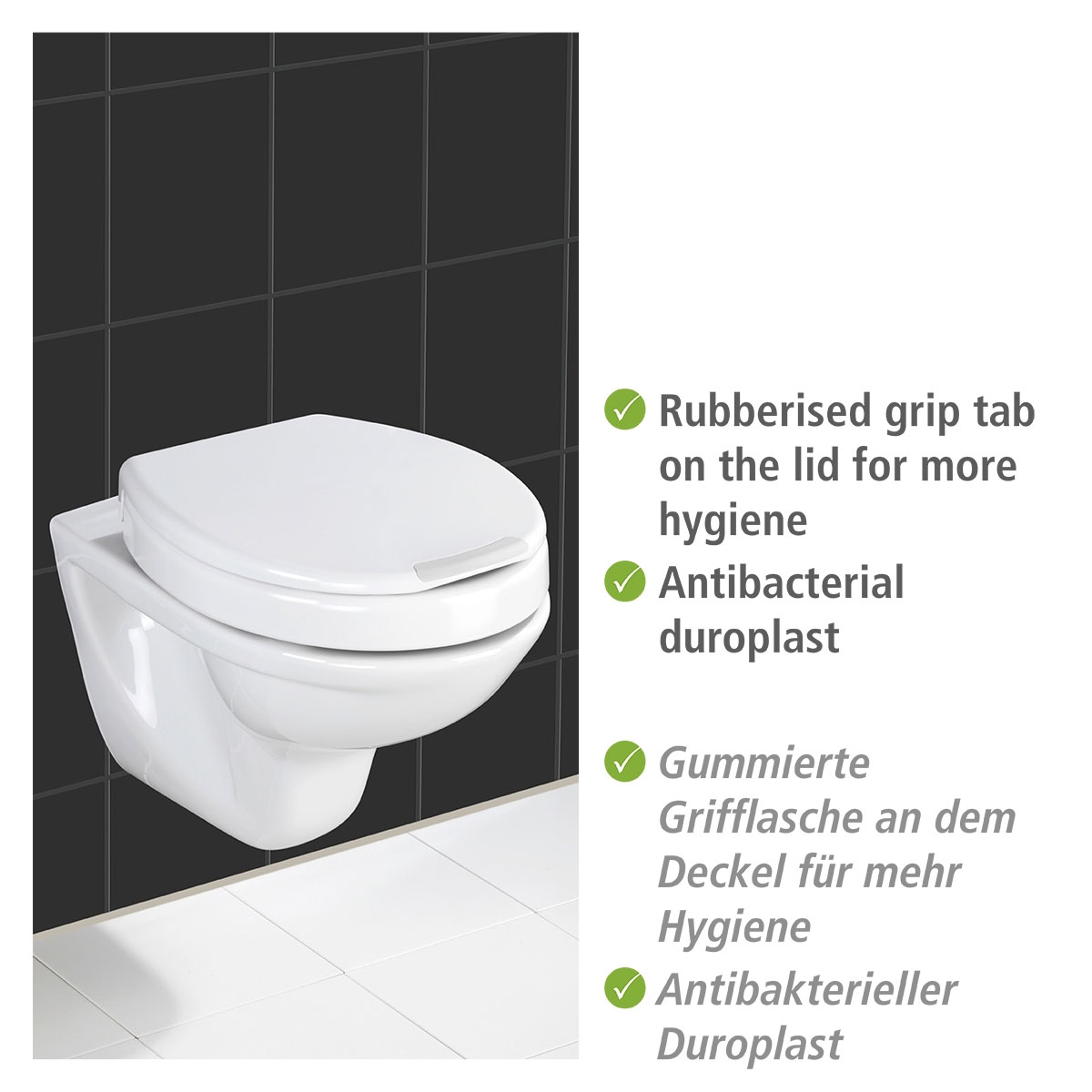 Wenko  WC-Sitz Secura Comfort aus antibakteriellem Duroplast mit Sitzflächenerhöhung Bild 4