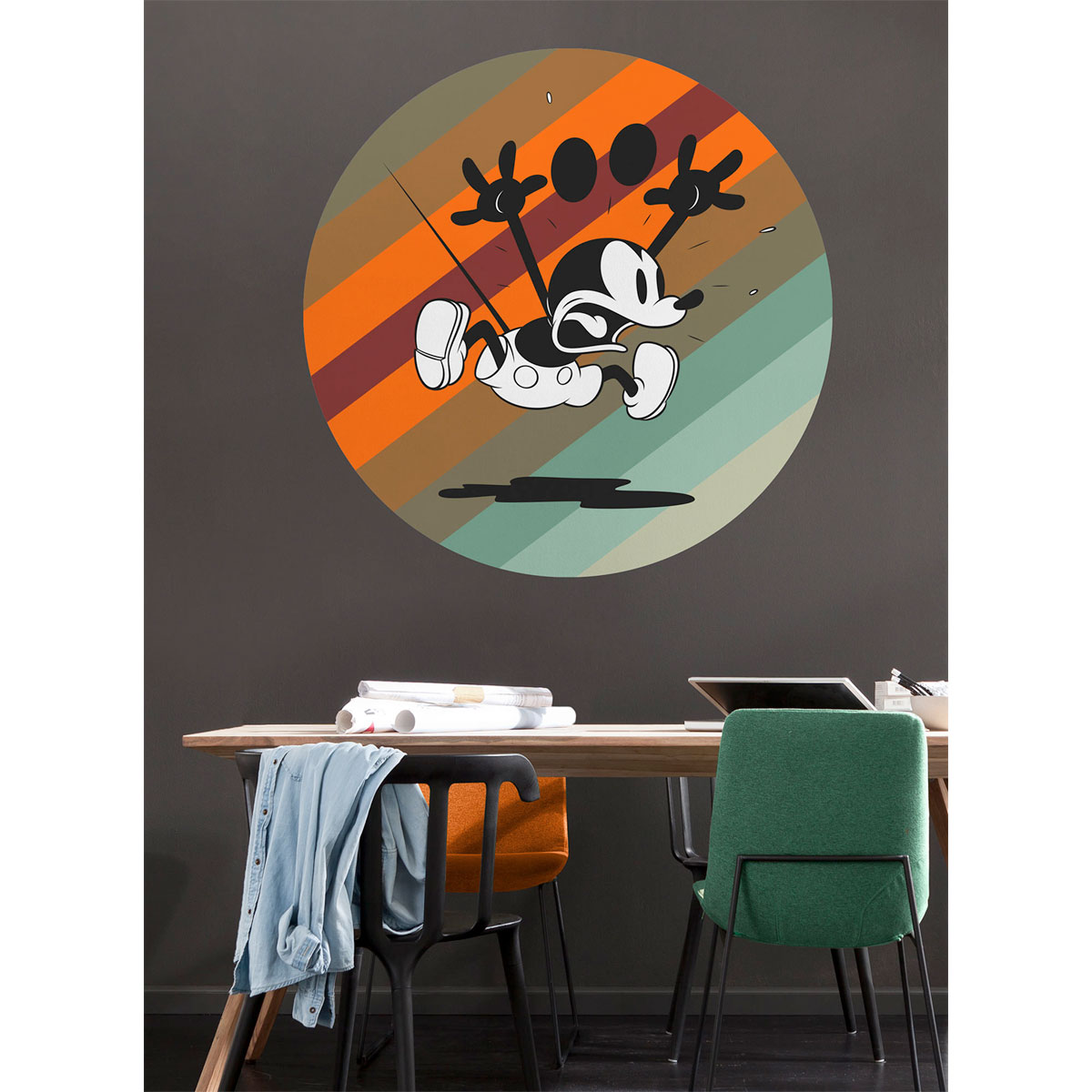 Komar Selbstklebende Vlies Fototapete rund Mickey Mouse up and away Durchmesser 125 cm