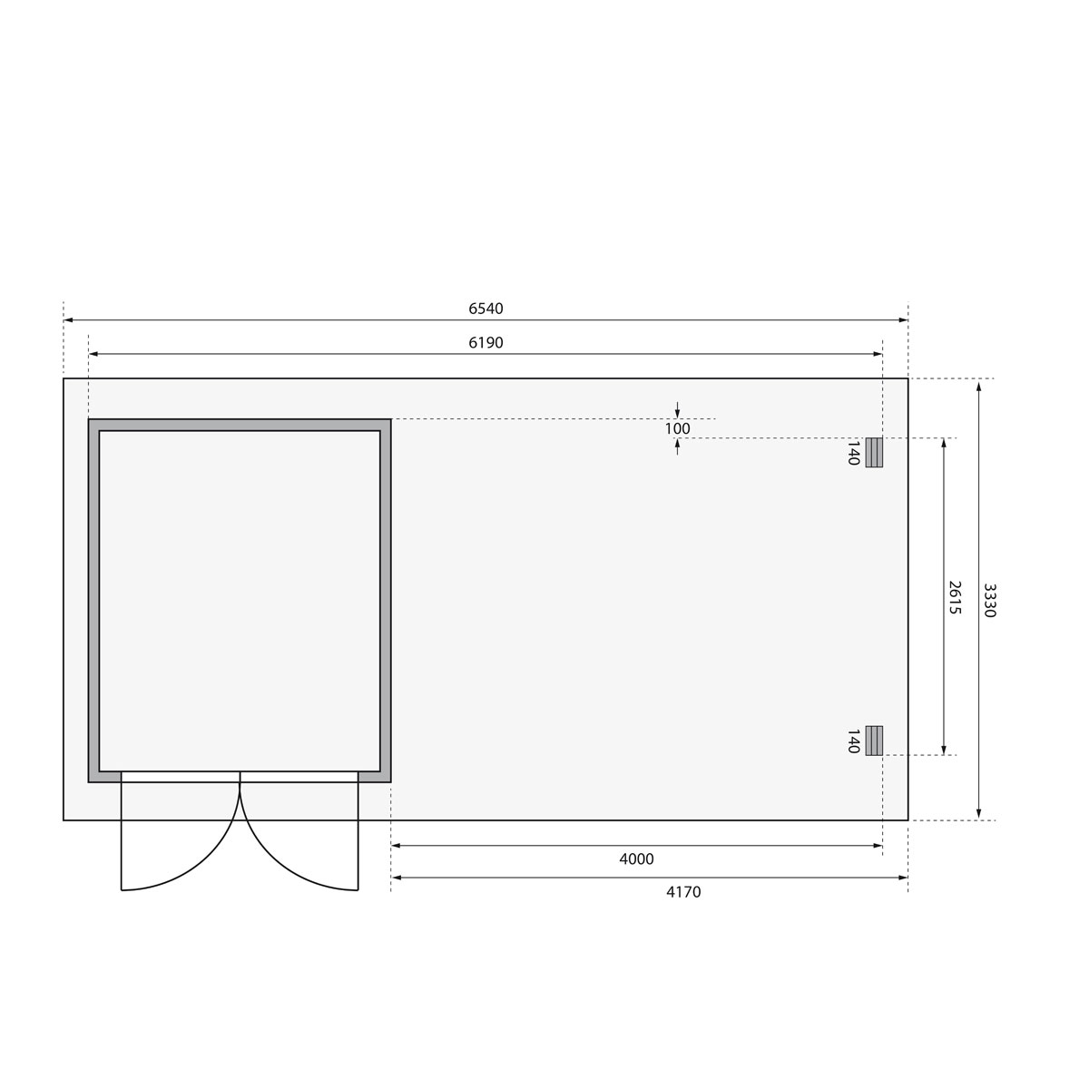 Karibu BBH Bastrup 4 Set mit Anbaudach naturbelassen Bild 8