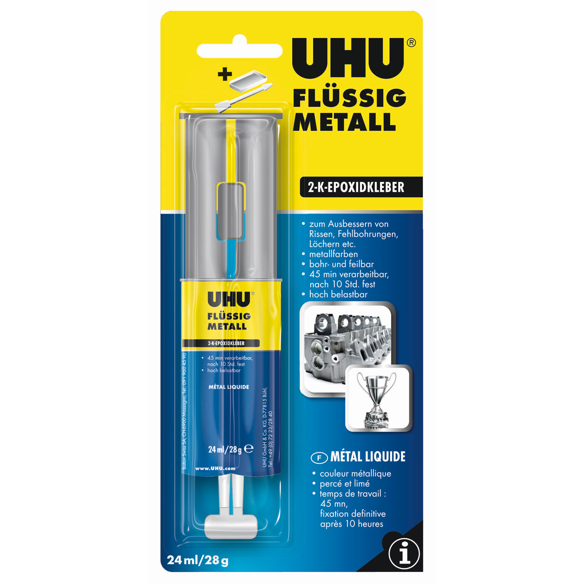 UHU Zwei-Komponenten-Klebstoff Flüssig Metall 28 g