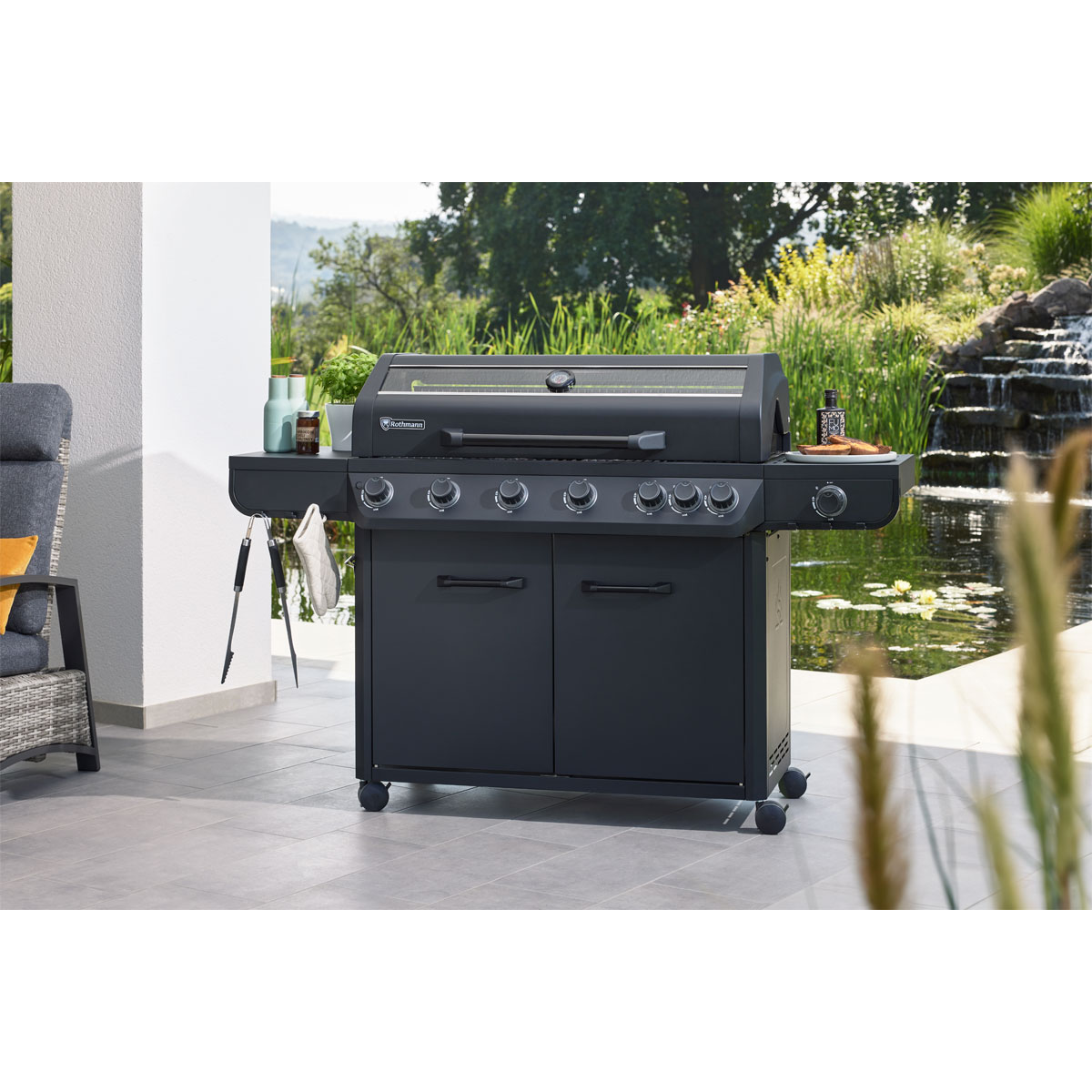 Rothmann Gasgrillwagen Vulcano 6 Turbo Plus Black Edition Bild 2