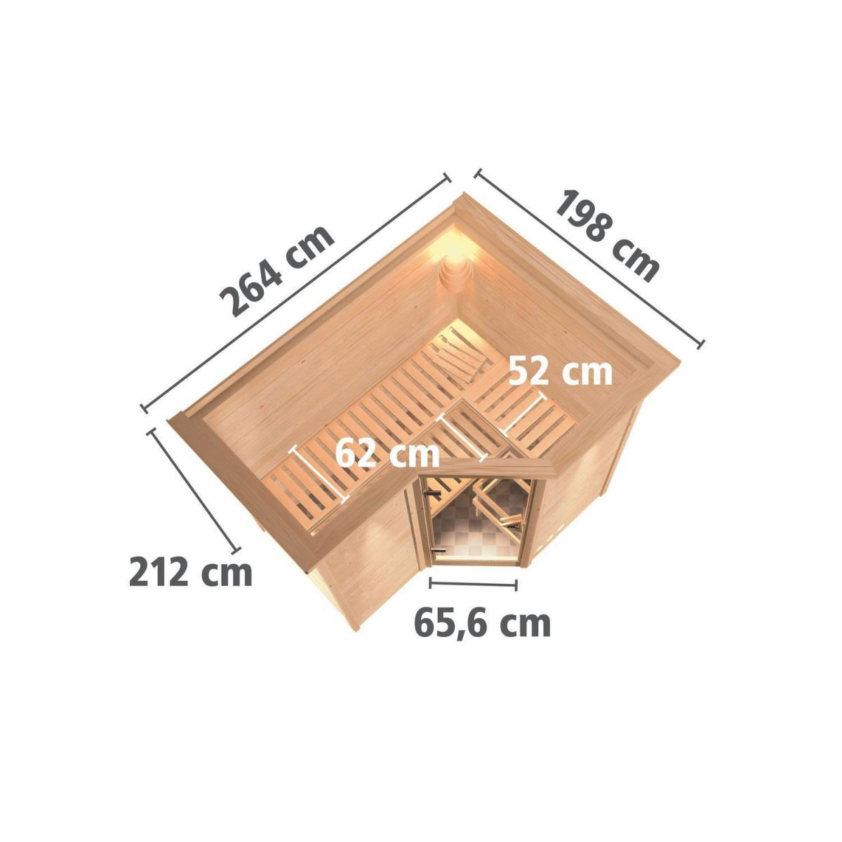 Karibu Sahib 2 Eckeinstieg 9 kW Ofen externe Strg modern mit Kranz Tür gedämmt Bild 3