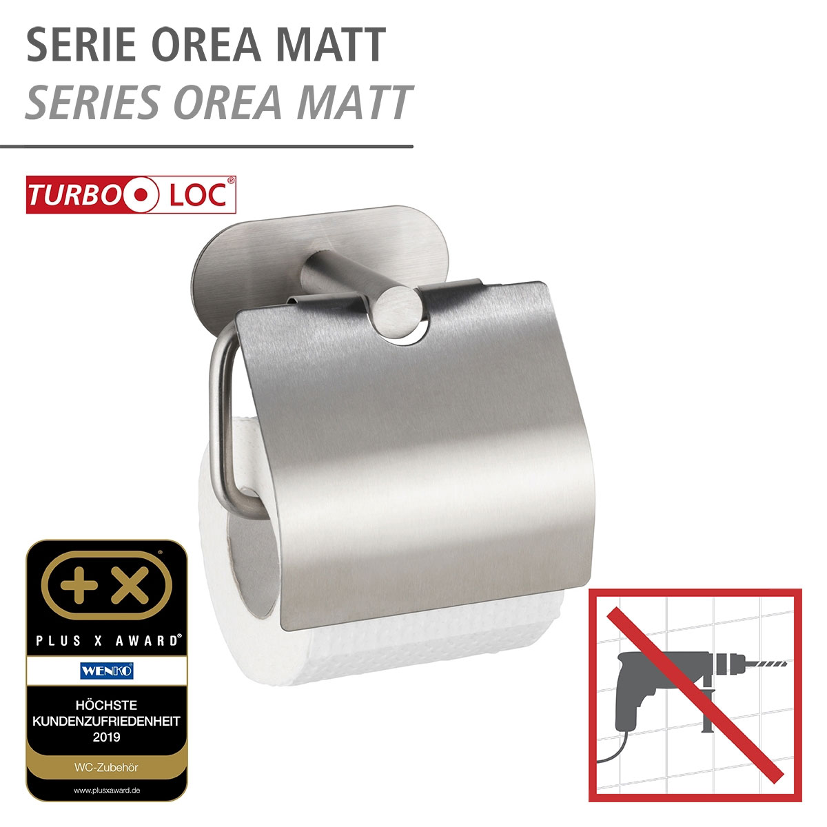 Wenko Turbo-Loc Toilettenpapierhalter Orea mit Deckel | 273177 | Toilettenpapierhalter