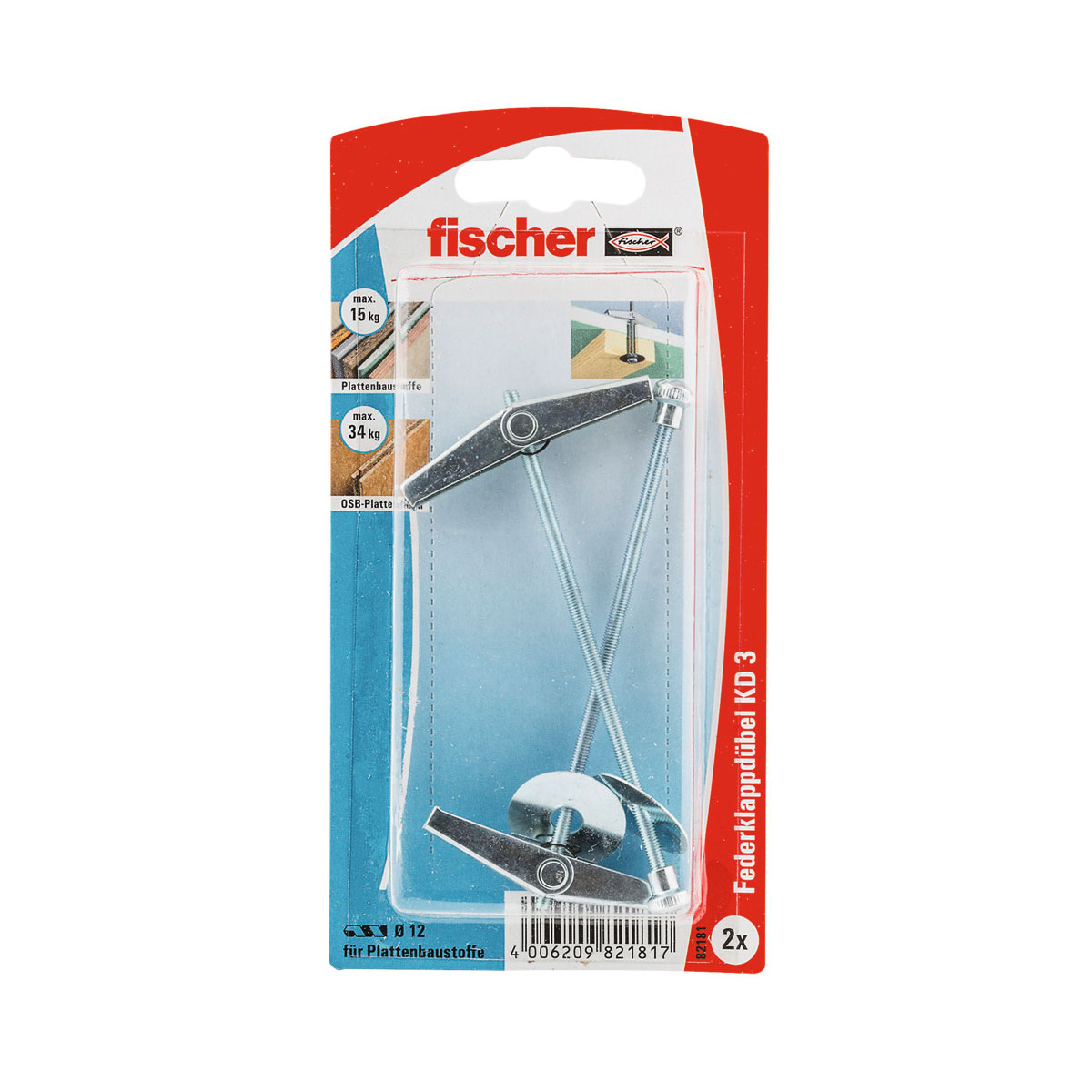 Fischer  Kippübel KD 3 ohne Haken 2 Stück Fischer  Kippübel KD 3 ohne Haken 2 Stück