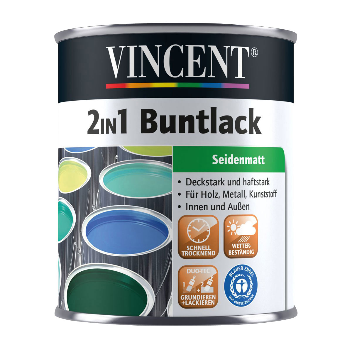 Vincent 2in1 Buntlack Tiefschwarz seidenmatt 375 ml