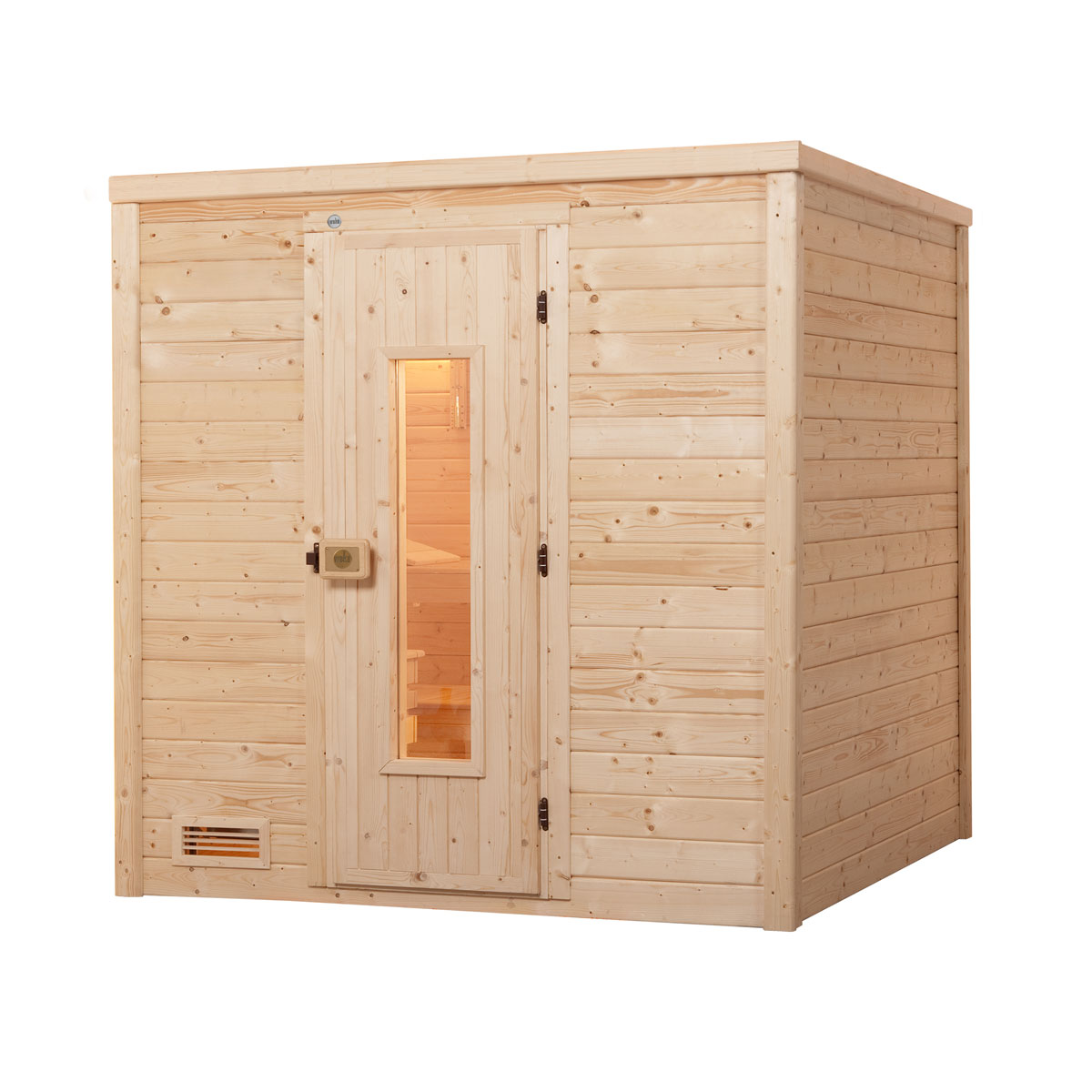 Weka Premium Massivholz-Sauna Bergen Größe 1 Sparset 7,5 kW Bio S Glastuer