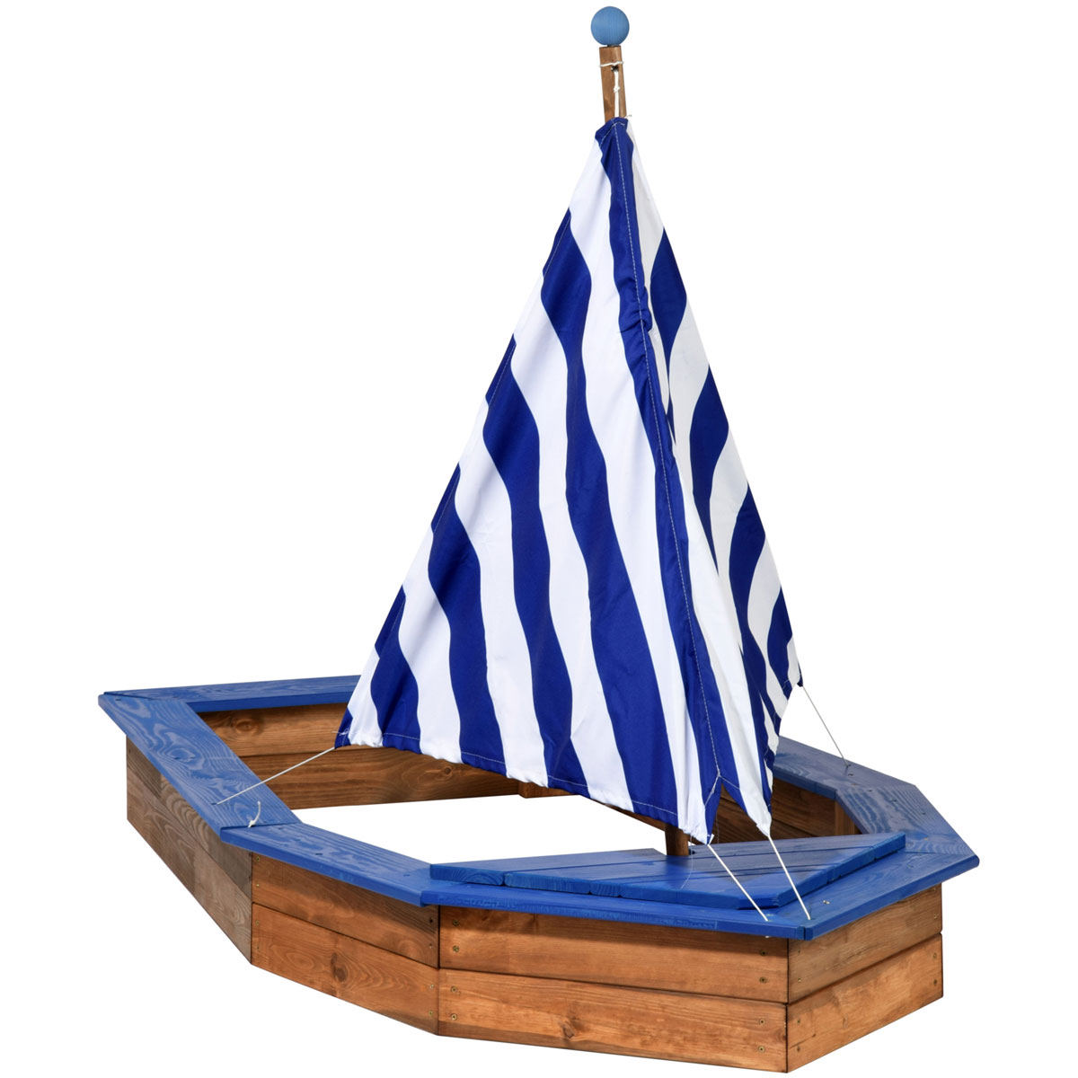 dobar Sandkasten Schiff-Form 180 x 96 x 125 cm blau-weiß gestreift Bild 9