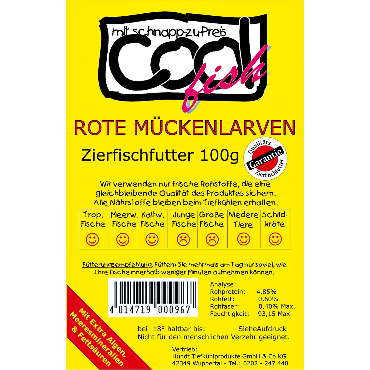 CoolFish Rote Mückenlarven gefroren 100 g Tafel