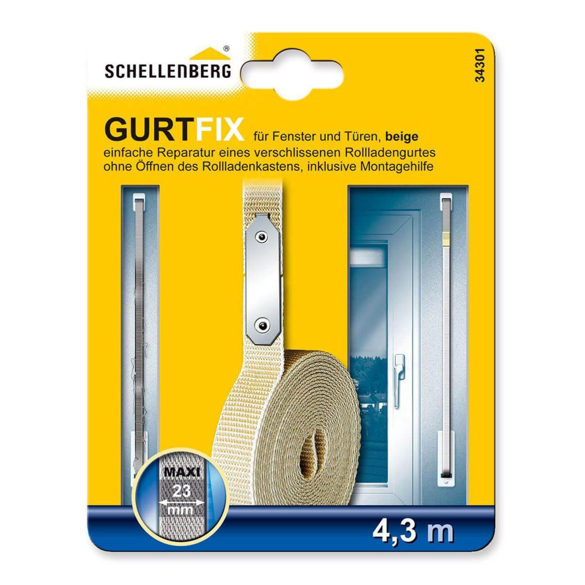 Schellenberg Gurt-Reparatur-Set Maxi 4,3m Gurt-Fix für 23 mm Gurtband beige Bild 2