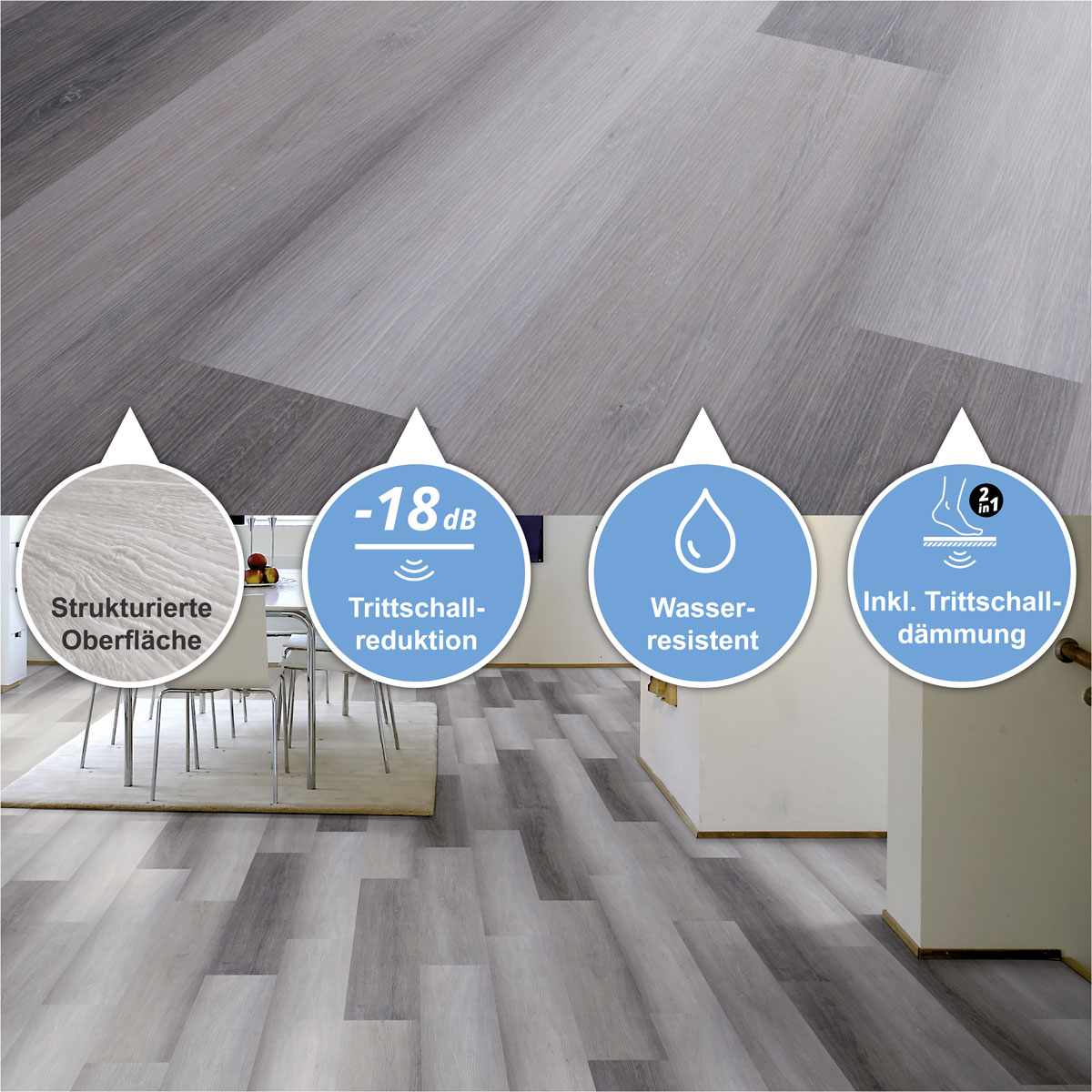 Vinyl SPC Eiche Grauwald 1220 x 181 x 4,5mm Bild 2