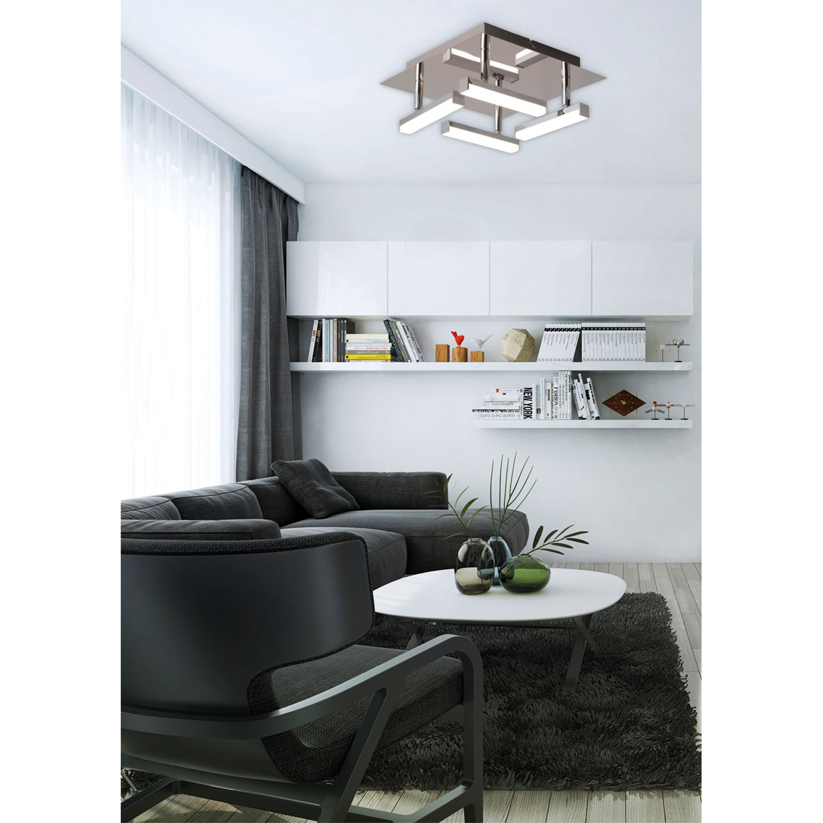 Naeve LED DL Turin Metall/KS chromeLxBxH: 25x25x11cm dimmbar Bild 6