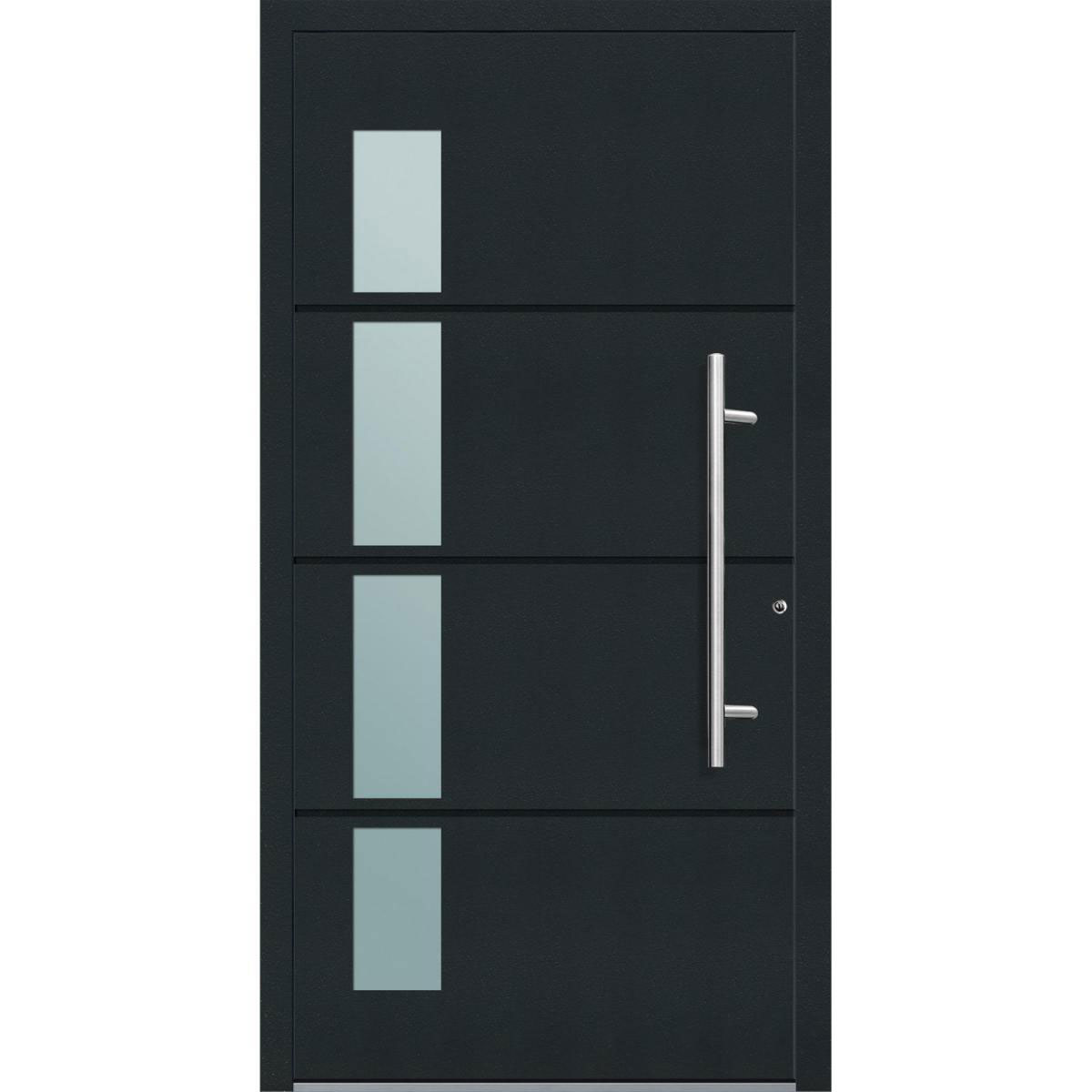 Aluminium Sicherheits-Haustür Prato Exklusiv 75 mm anthrazit 100 x 210 cm Anschlag rechts inkl Griffset
