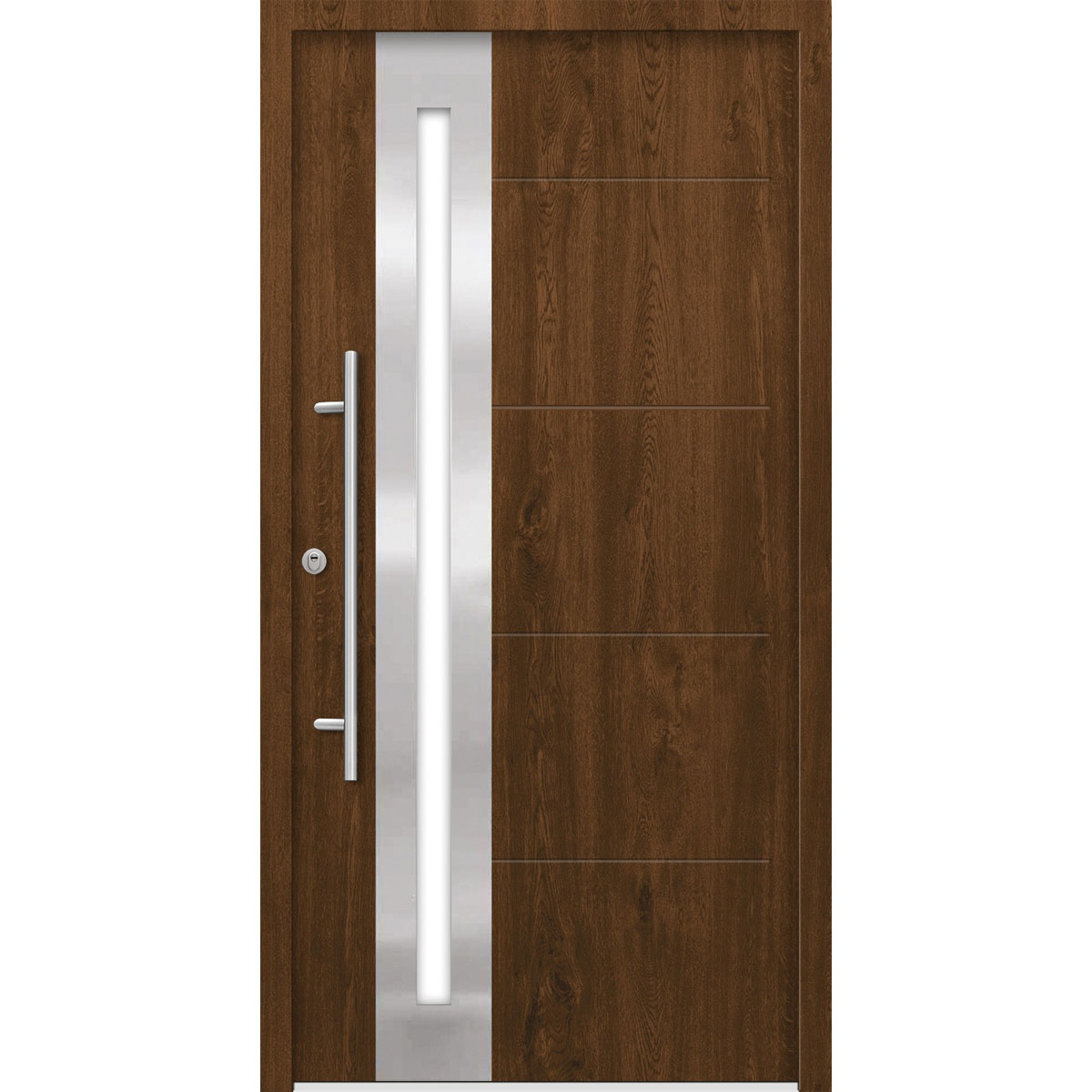 SplenDoor Premium-Haustür Passivedoor Eksjo RC2 energiesparend einbruchsicher nussbaum 100 x 210 cm links
