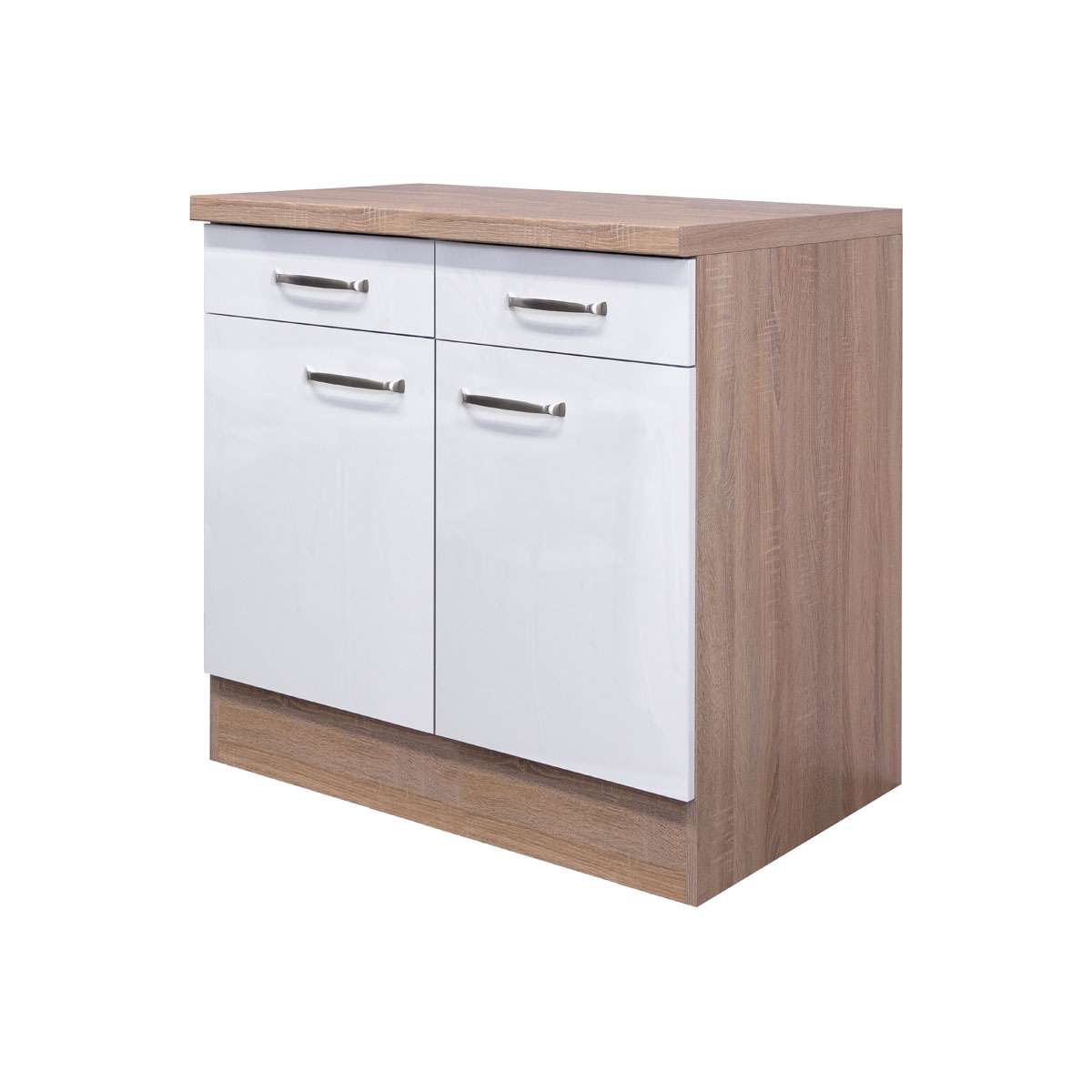 Flex-Well Küchenunterschrank „Valero“, 80x86x60 cm, weiß/Sonoma Eiche