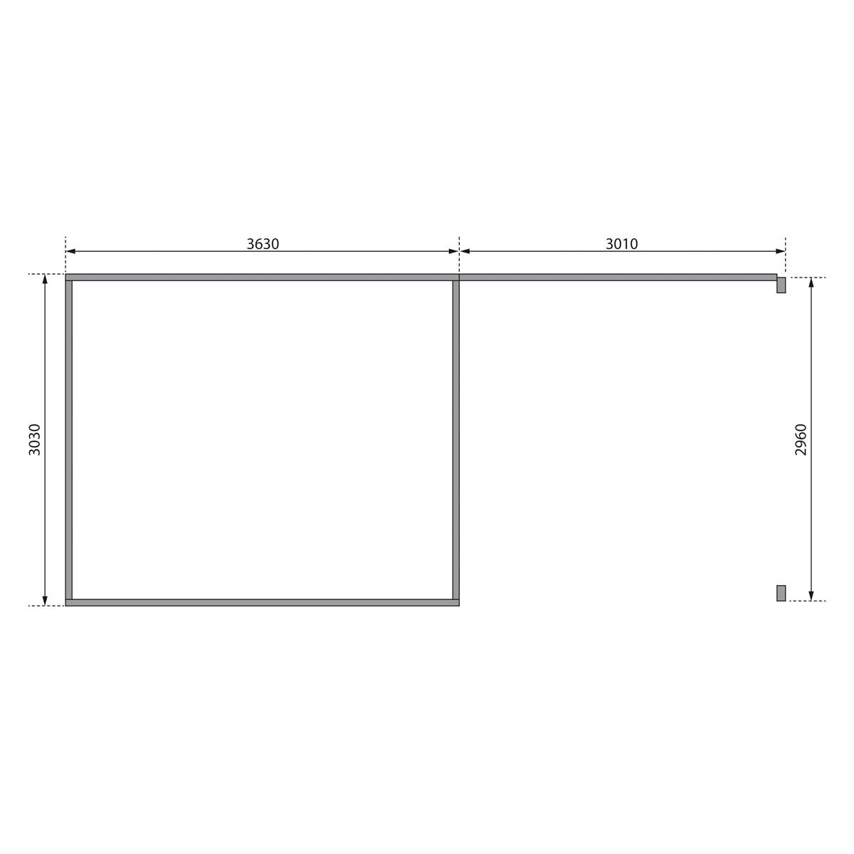Karibu  Blockbohlenhaus Radeburg 2 naturbelassen mit Anbaudach und Rückwand Bild 8