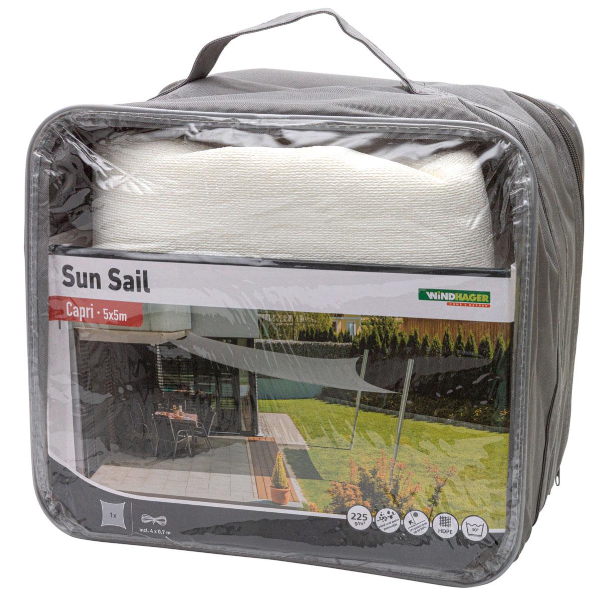 Sonnensegel Capri quadratisch 5 x 5 m weiß Bild 2