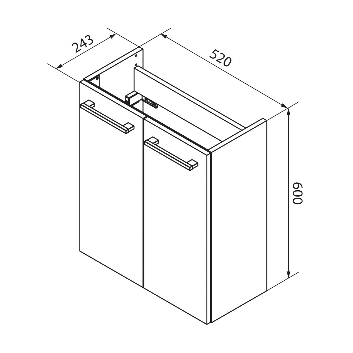 Fackelmann  Gäste-WC Waschtischunterschrank SBC 520 x 600 x 243 mm NatureOak Bild 5