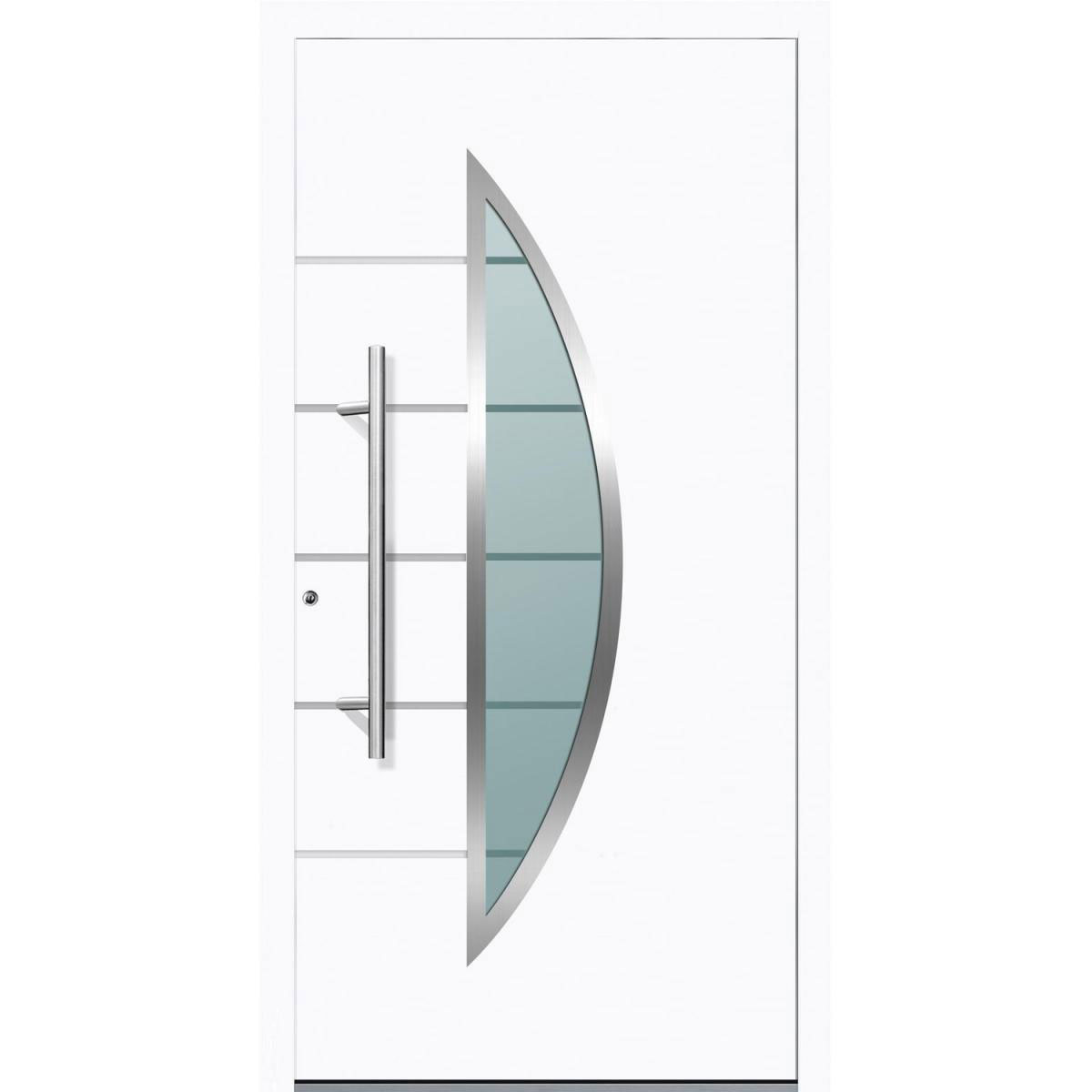 Aluminium Sicherheits-Haustür Sassari Exklusiv 75 mm weiß 100 x 210 cm Anschlag links inkl Griffset