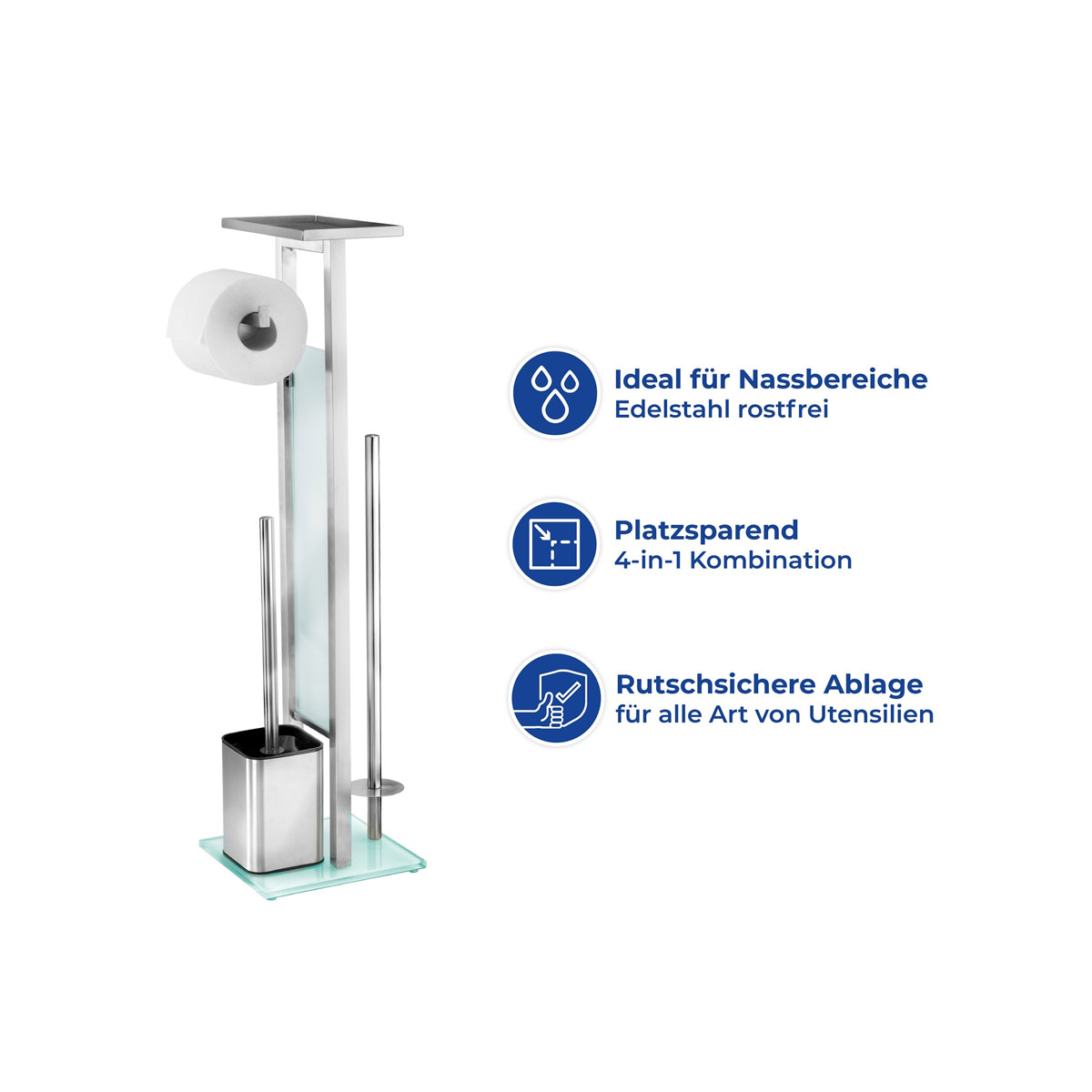 Wenko  Stand WC-Garnitur Debar mit Ablage Edelstahl rostfrei Bild 3