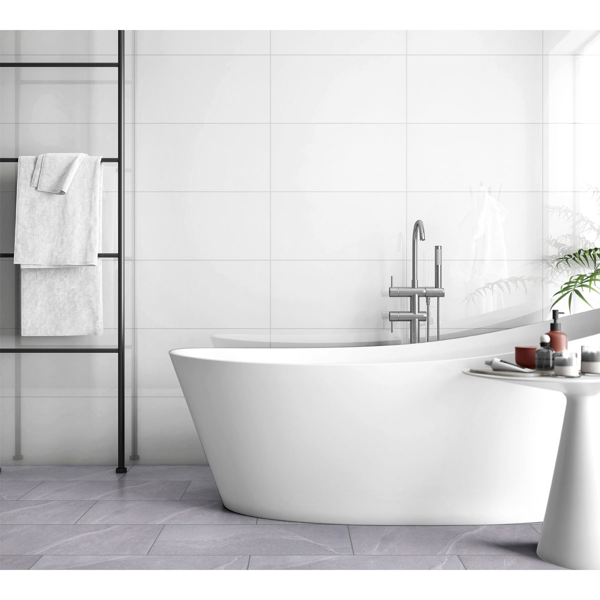 Wandfliese weiß glänzend 30 x 60 x 0,75 cm Bild 4