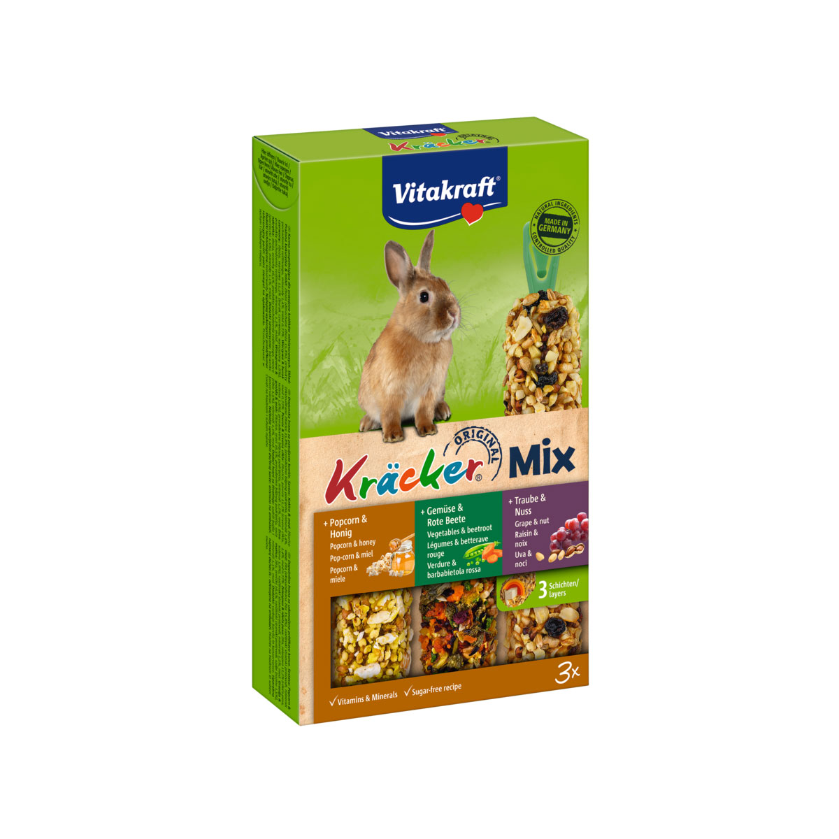 Vitakraft Kräcker Trio Popcorn/Gemüse/Nuss ZK 3 St