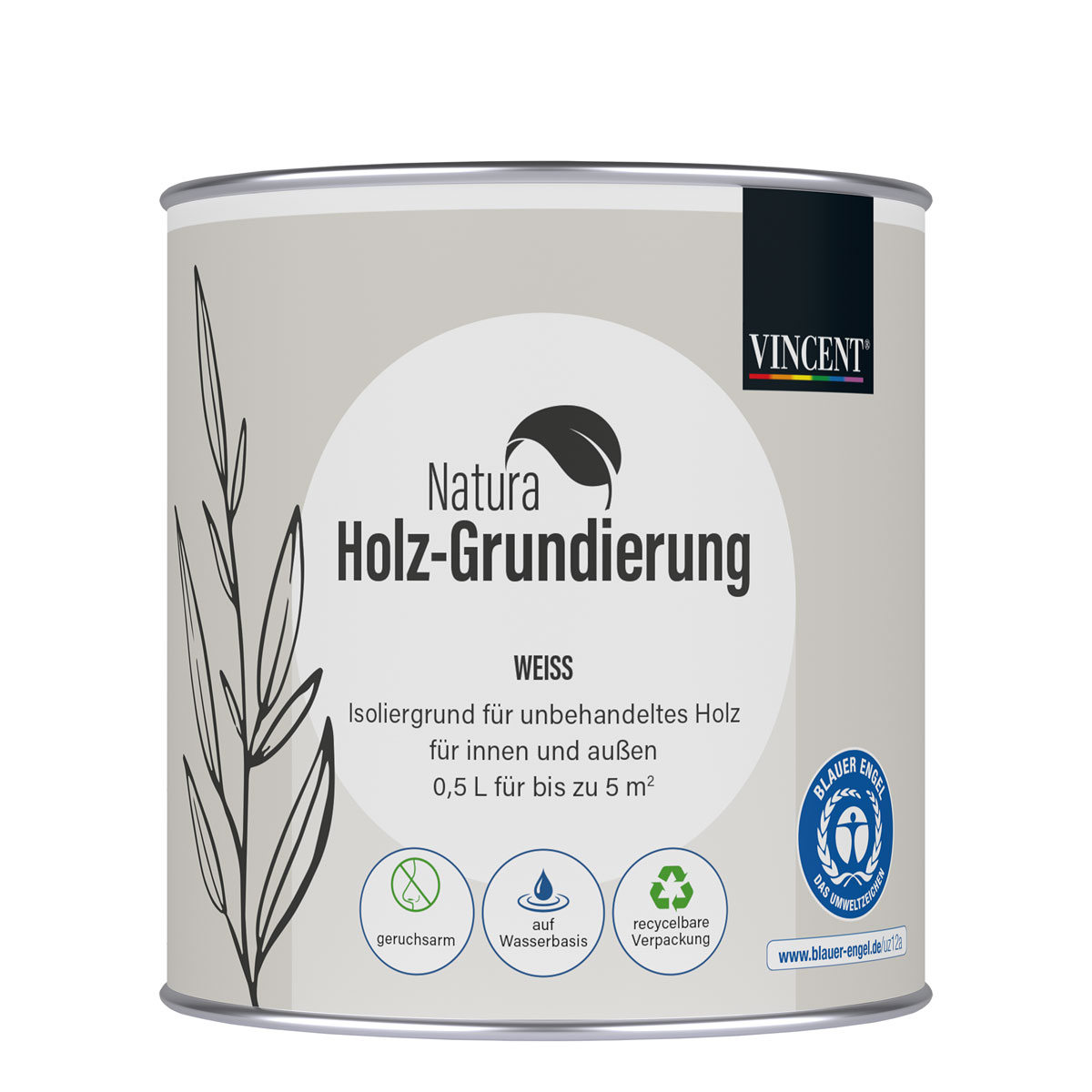 Vincent  Natura Holz-Grundierung weiß 0,5 L