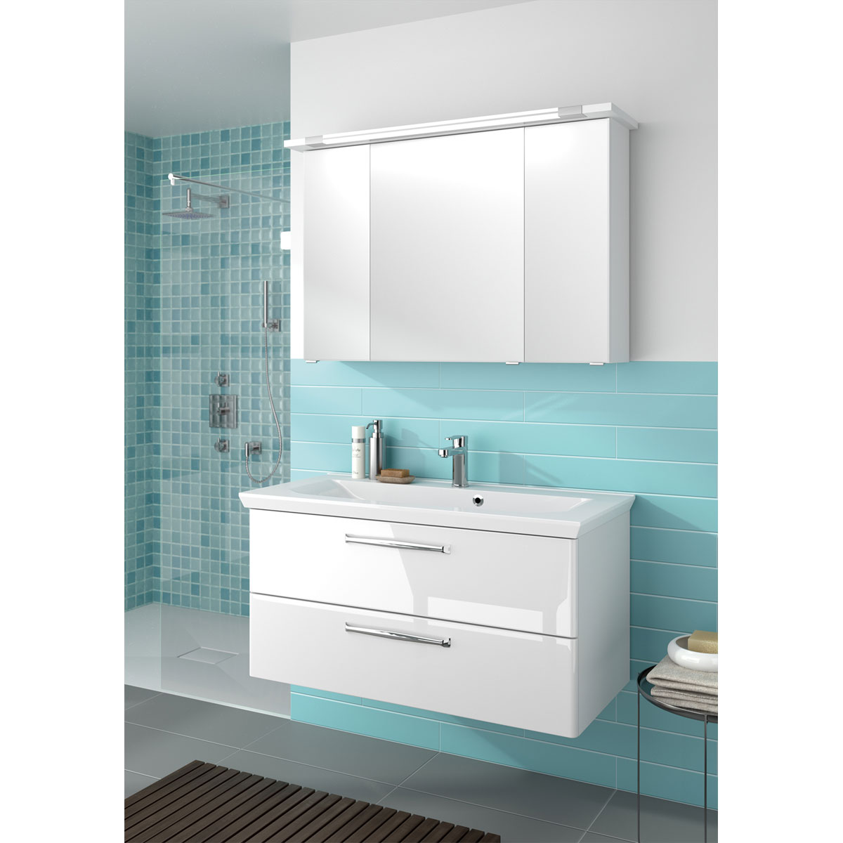 Pelipal Mineralmarmor-Waschtisch Trentino weiß 110 x 3,2 x 51 cm Bild 2