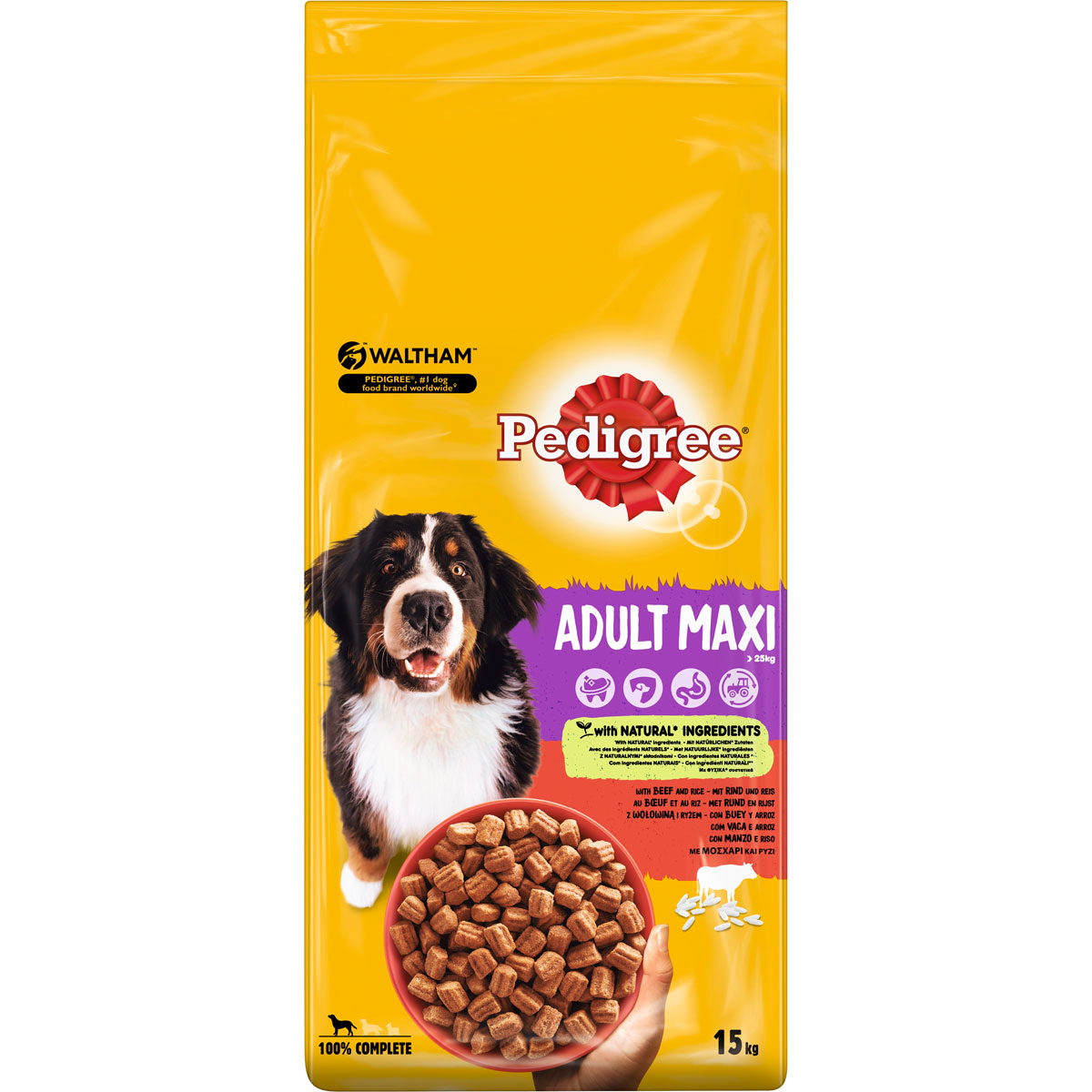 Pedigree Trockenfutter Maxi mit Rind und Reis 15 kg