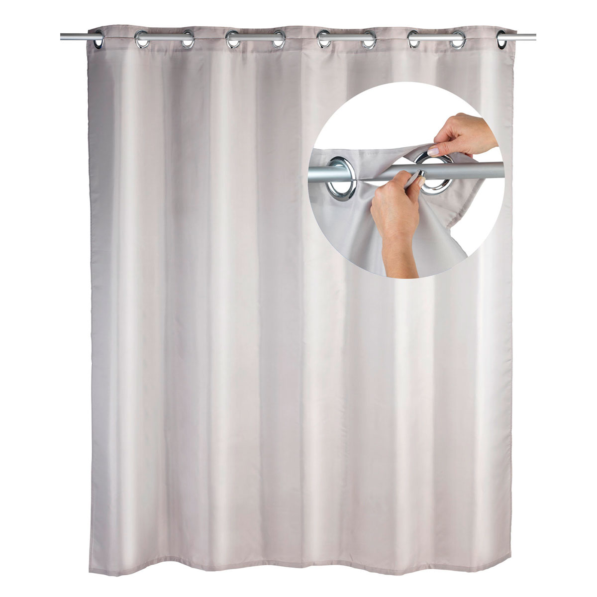 Wenko  Duschvorhang Comfort Flex Taupe Textil Polyester 180 x 200 cm waschbar Bild 2