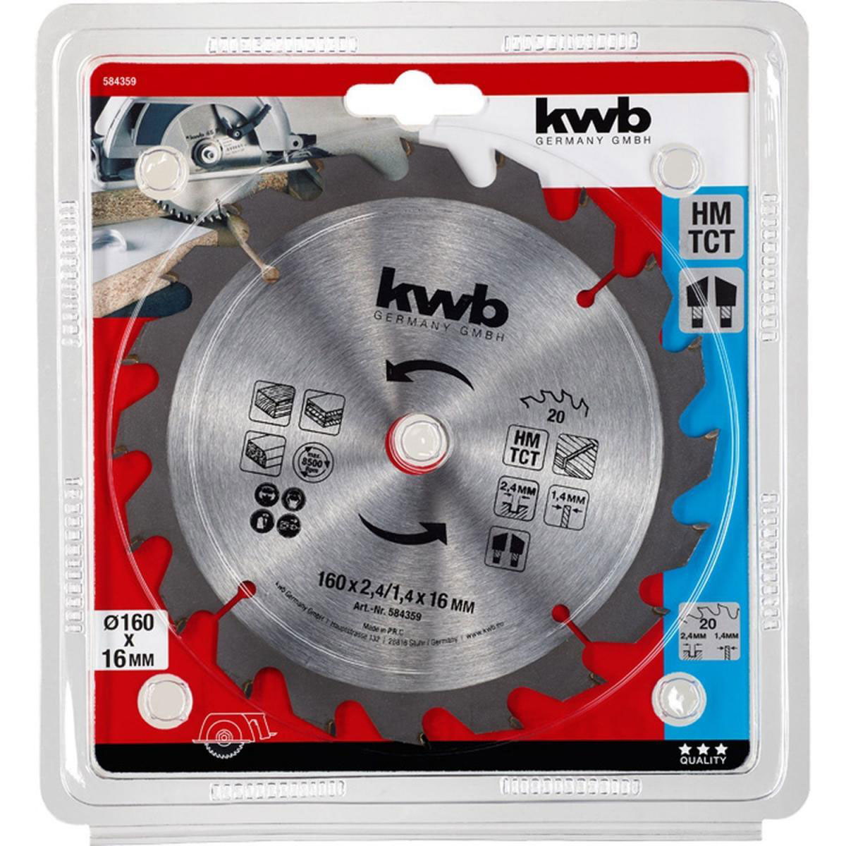 kwb  Spanplattensägeblatt für Handkreissäge Durchmesser 160x16 mm Bild 2