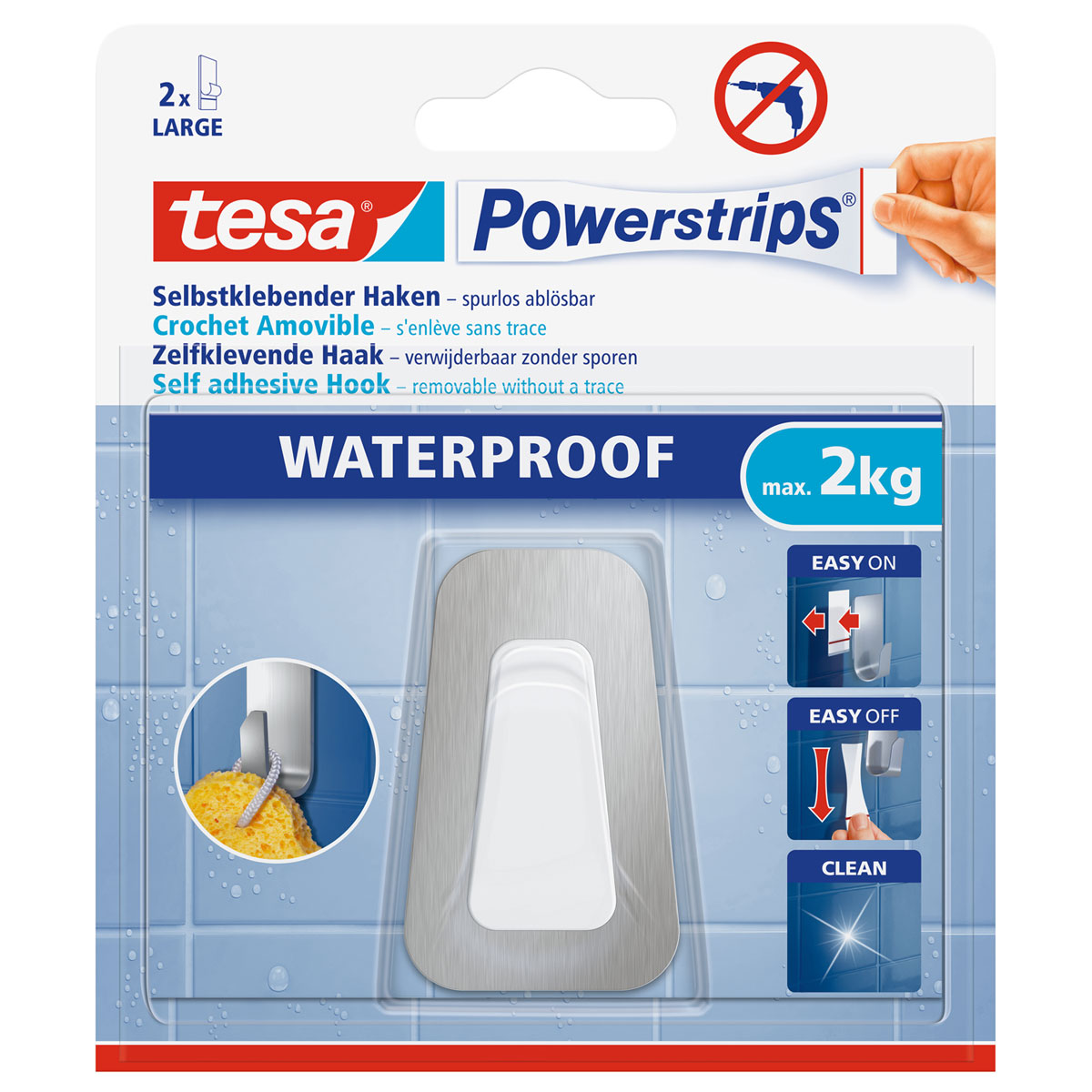 Tesa Powerstrips Waterproof Haken Large Metall und Plastik