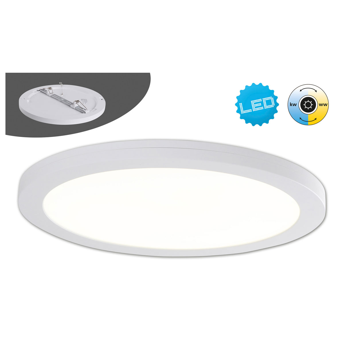Naeve LED DL Bonus Metall/KS weissLxBxH: 29x29x1,5cm Bild 2