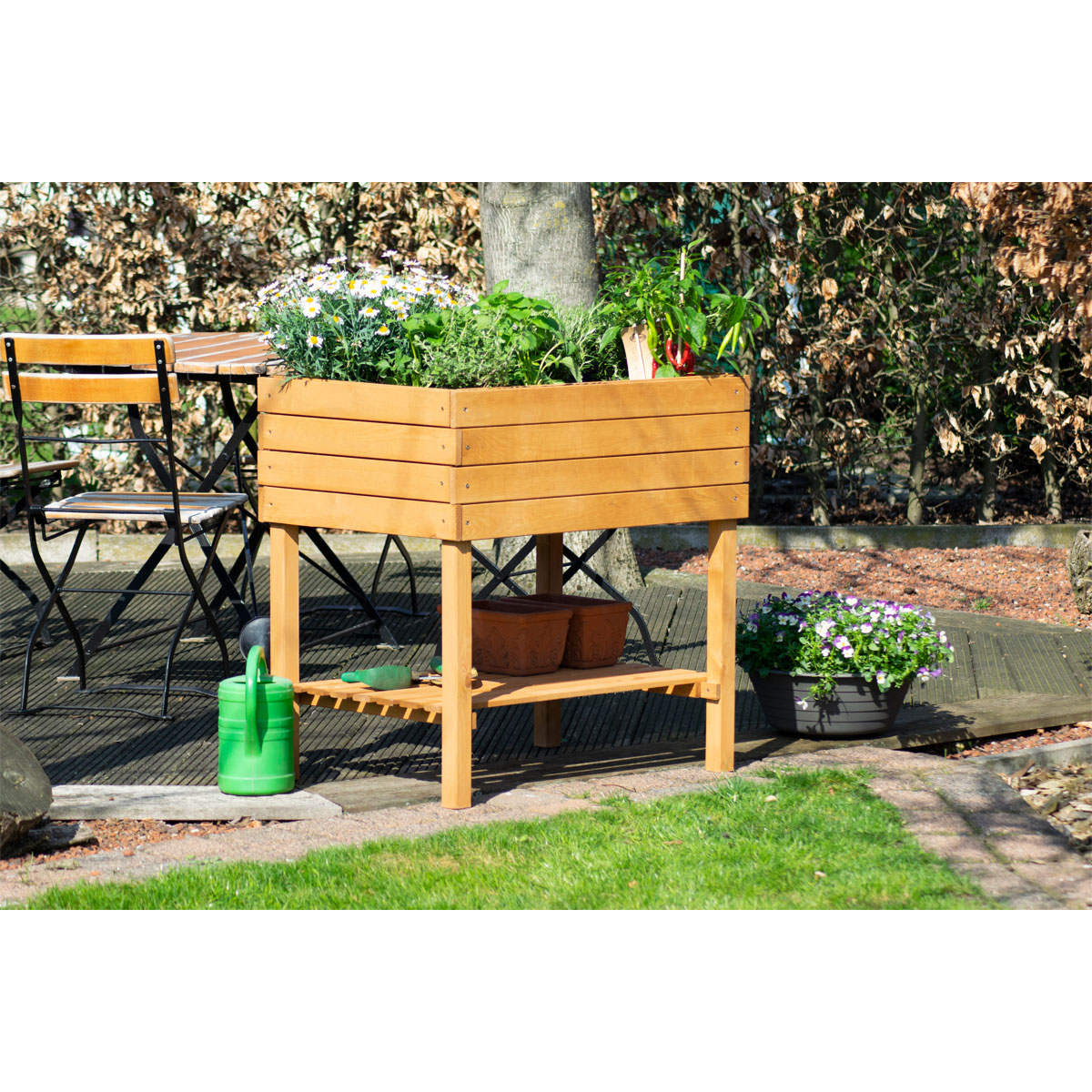 dobar Breites Hochbeet 80 x 80 x 58 cm braun Bild 6