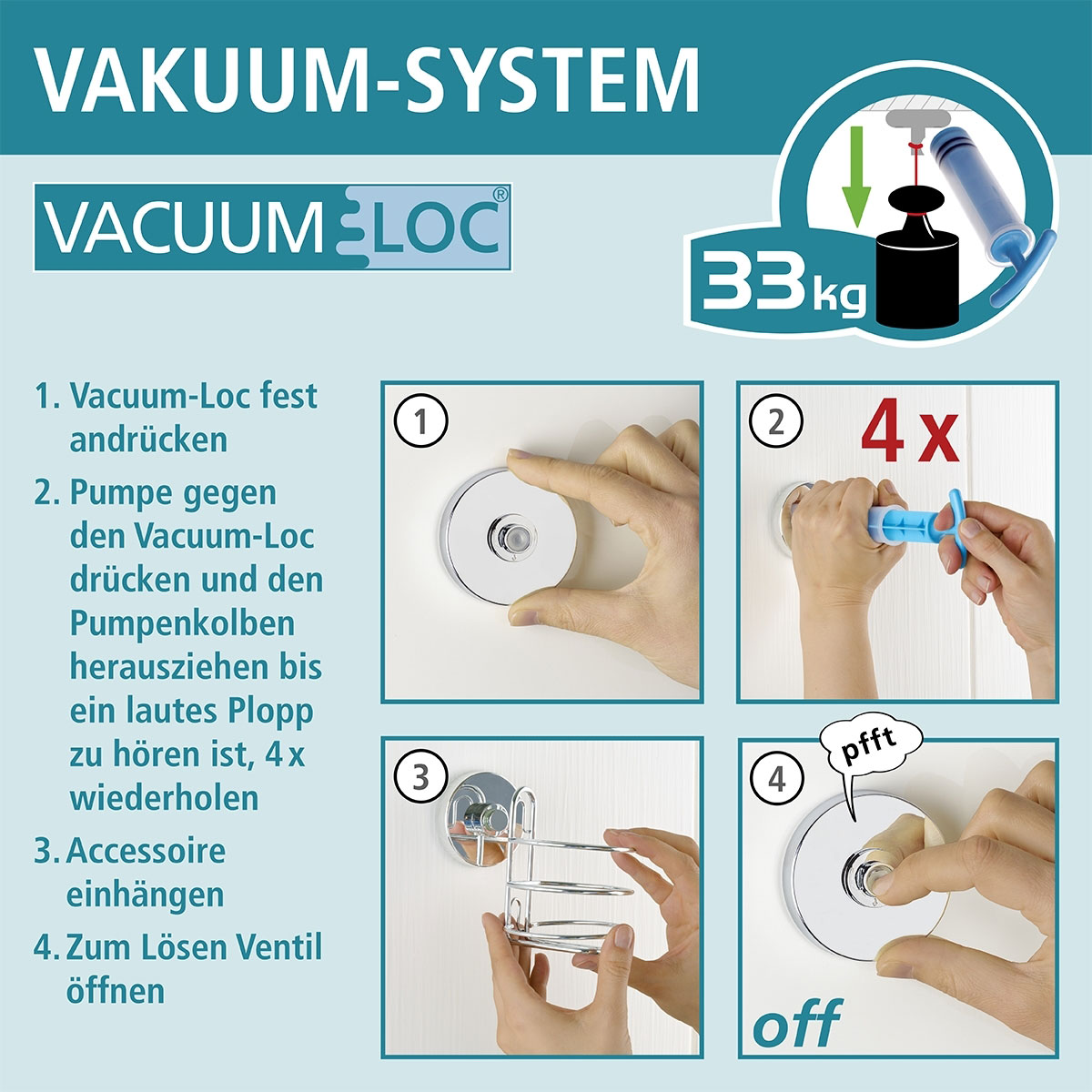 Wenko Wandregal Etagen Vacuum-Loc Bari 2 | 894944