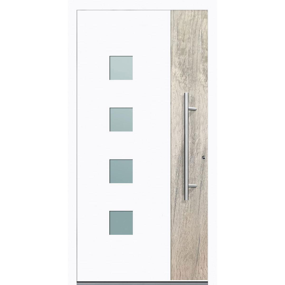 Aluminium Sicherheits-Haustür Messina Exklusiv 75 mm weiß 110 x 210 cm Anschlag rechts inkl Griffset