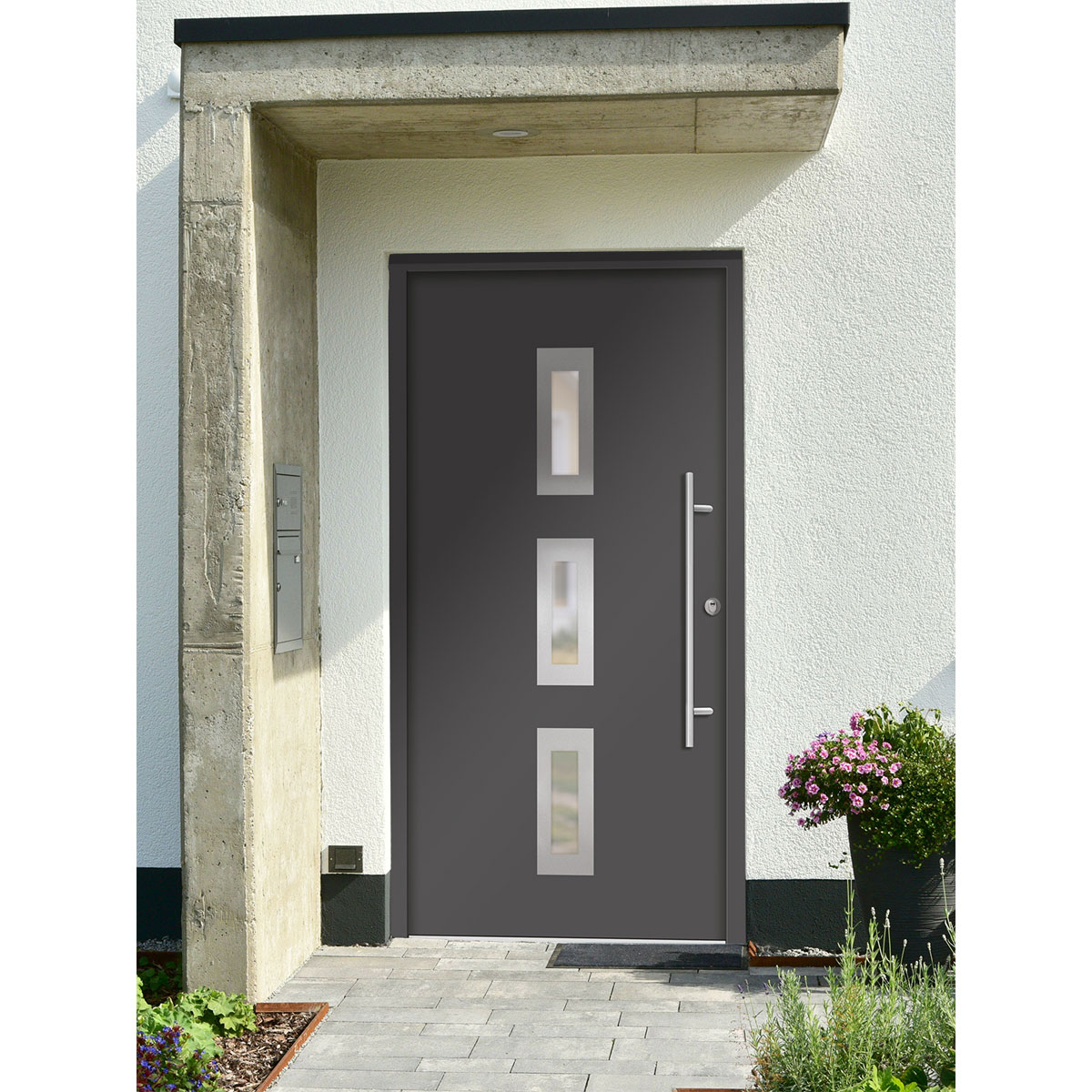 SplenDoor  Premium-Haustür Passivedoor Aalborg energiesparend anthrazit 110 x 210 cm rechts Bild 2