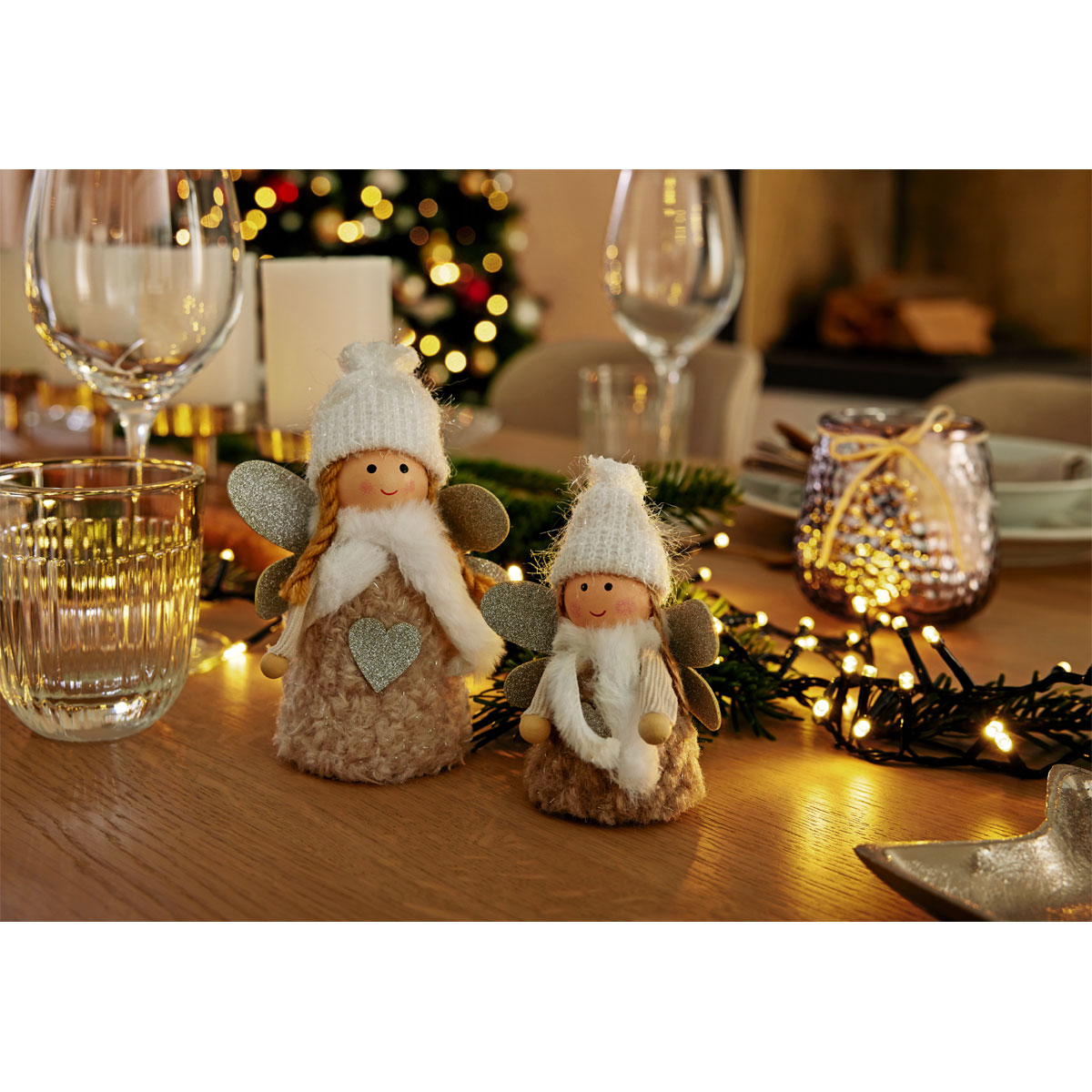 Stoffengel beige/weiss 8 x 5,5 x 11 cm Bild 2