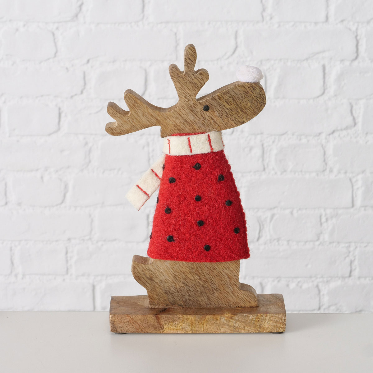 Figur Irschel sortiert Hirsch 15 x 4,5 x 25 cm cremeweiß rot Textil Holz Bild 7