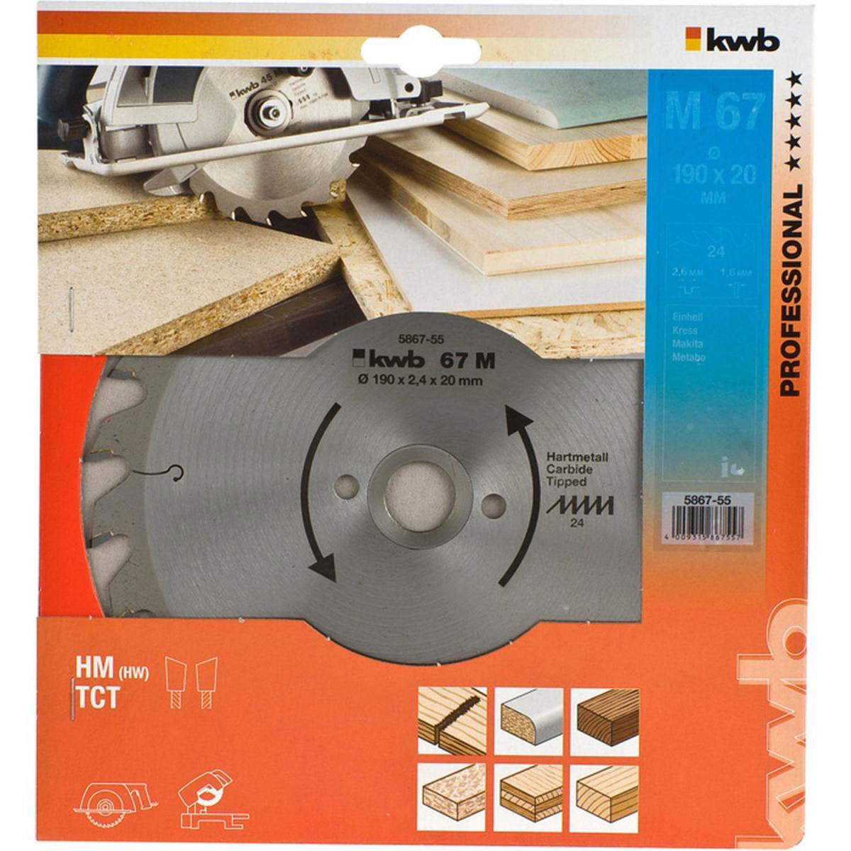 Kreissägeblatt Hartmetall 190 x 20 mm 67M Bild 2