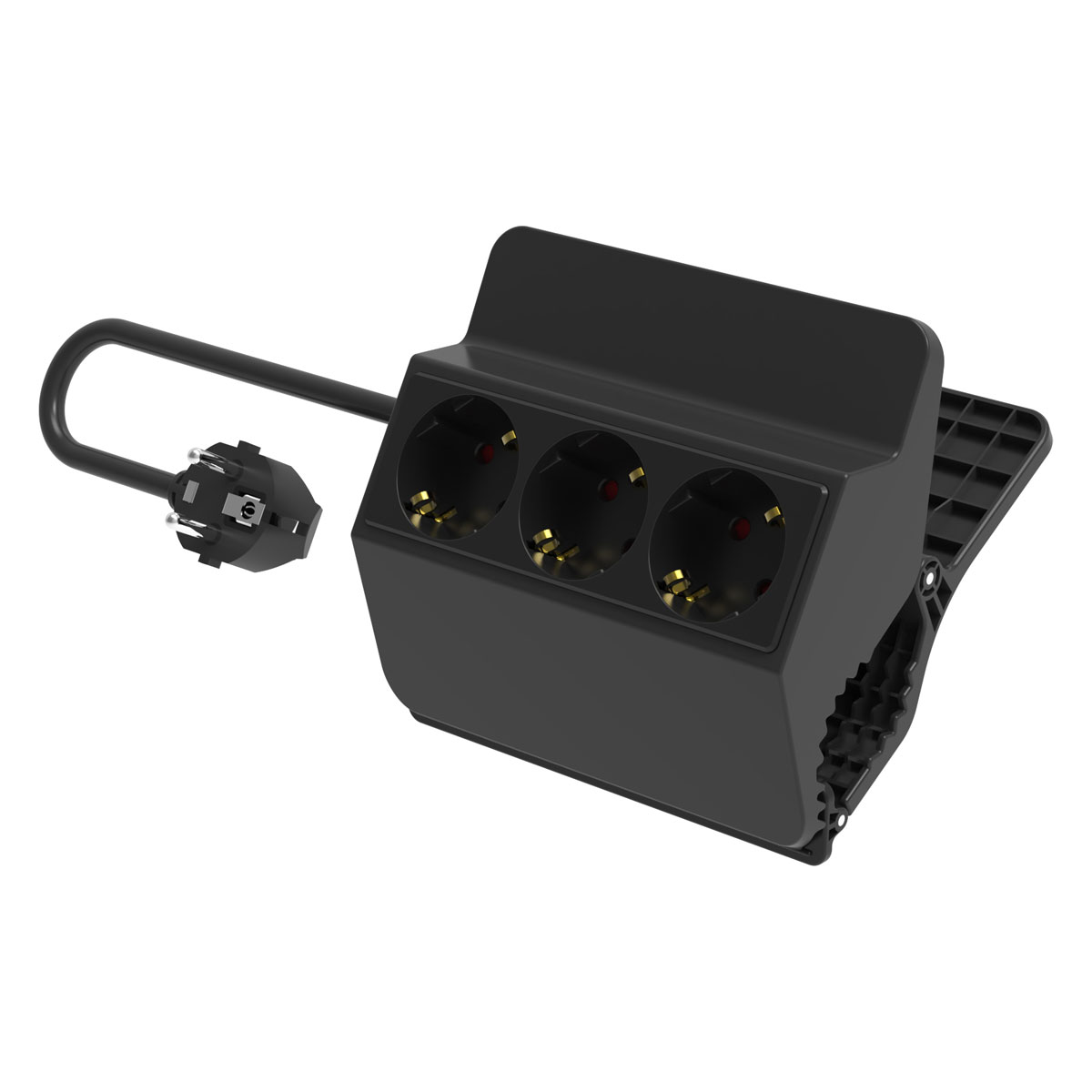 Flector Steckdosenleiste 3-fach schwarzmit Clip Befestigung