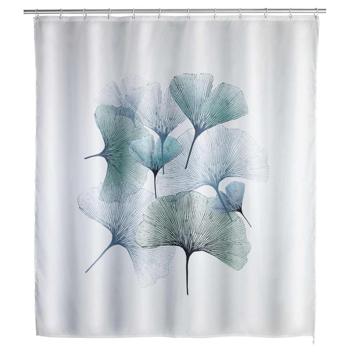 Wenko Anti-Schimmel Duschvorhang Ginkgo Textil Polyester 180 x 200 cm waschbar