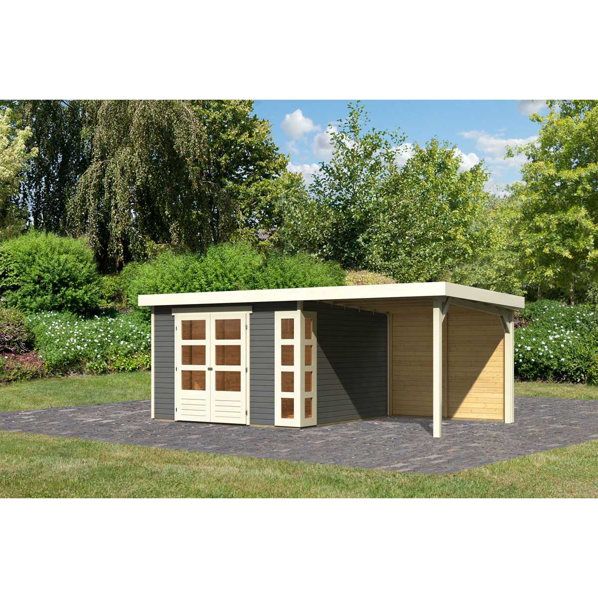 Karibu Gartenhaus Kerko 6 Set mit AD terragrau Bild 2