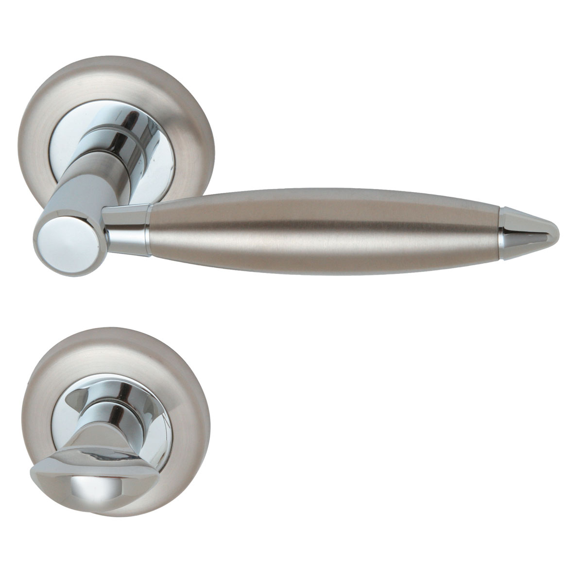 Alpertec Rosettengarnitur Lenny-R Chrom poliert/Edelstahl satiniert WC