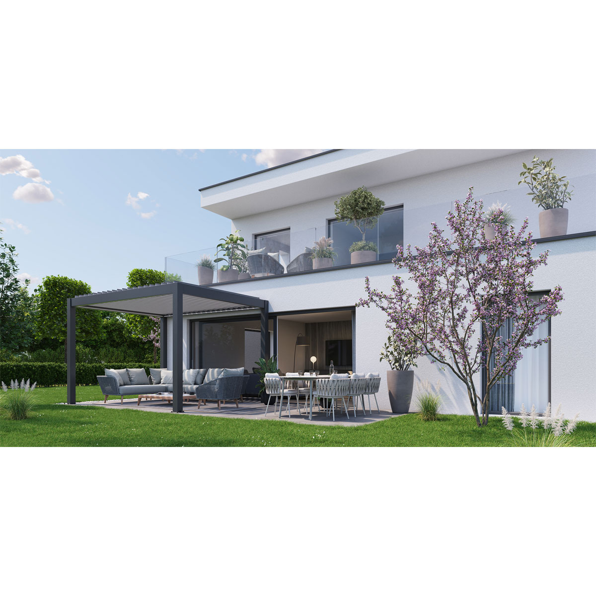 Biohort Pergola Gr. 3 x 3 dunkelgrau/silber-metallic Bild 2