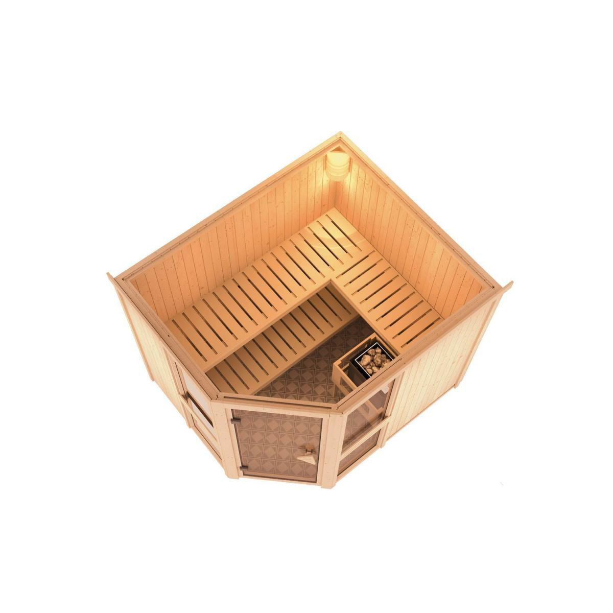 Karibu Amelia 3 Eckeinstieg 9 kW Ofen integr Strg ohne Kranz Bild 4