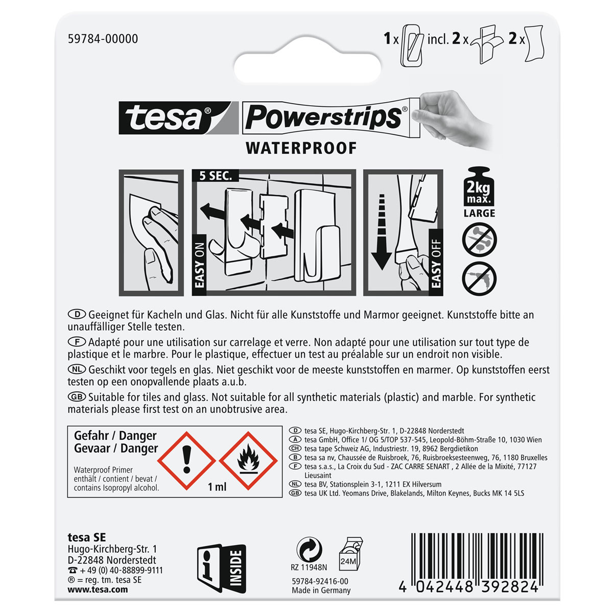 Tesa Powerstrips Waterproof Haken Large Metall und Plastik Bild 2