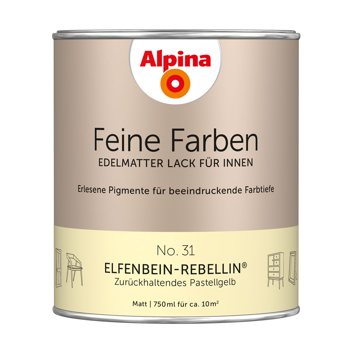 Alpina Buntlack Feine Farben Lack No 31 Elfenbein-Rebellin edelmatt 750ml