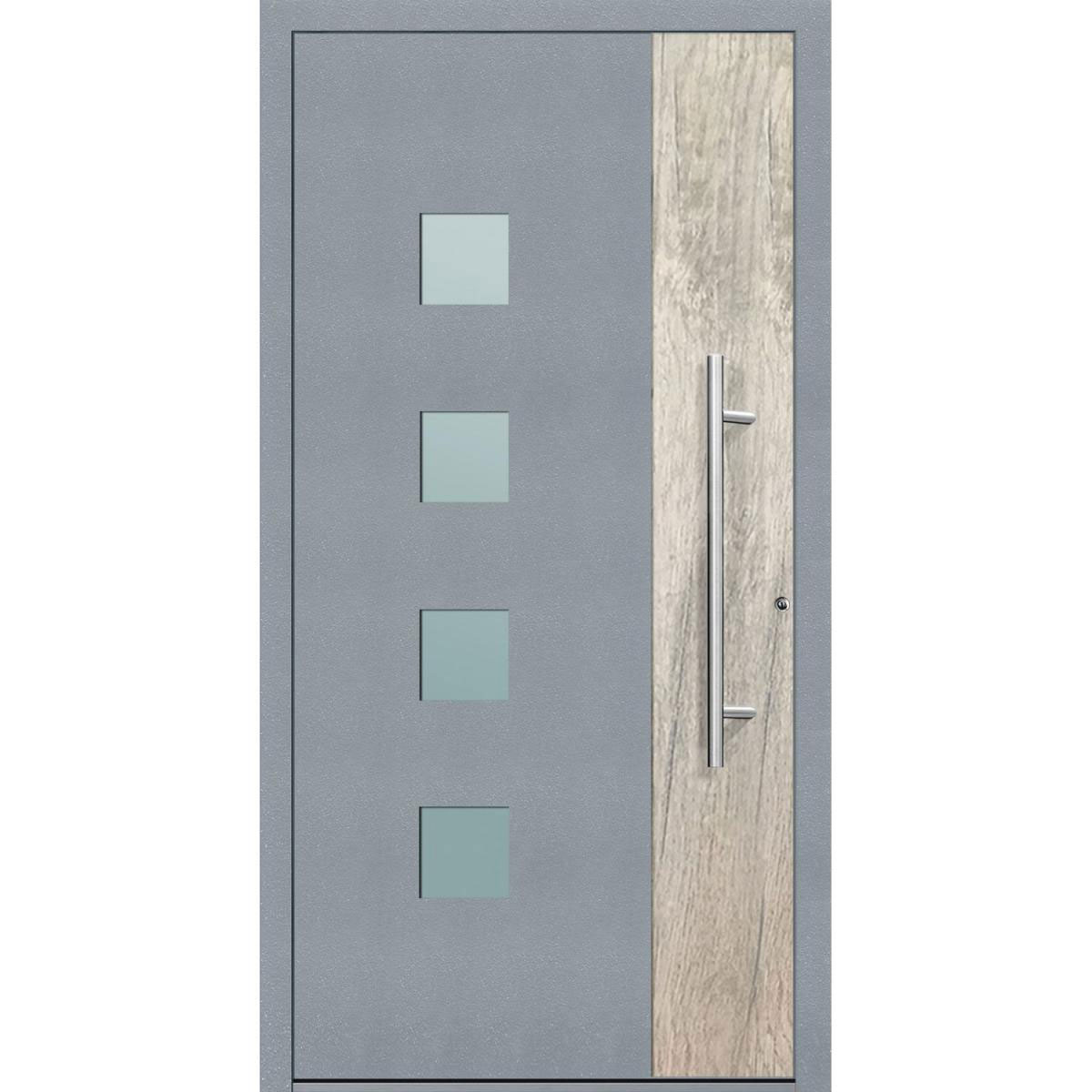 Aluminium Sicherheits-Haustür Messina Exklusiv 75 mm grau 100 x 210 cm Anschlag rechts inkl Griffset